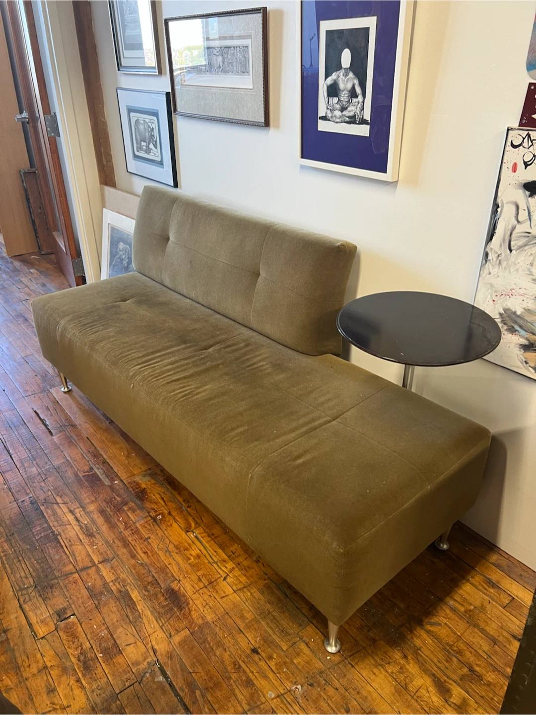 Olive Green Modern Bench Sofa - photo 2