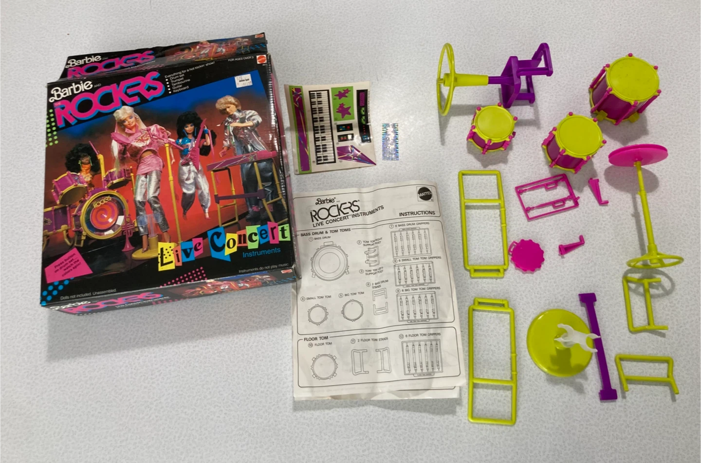 Vintage 1986 Barbie and The Rockers Live Concert Instruments