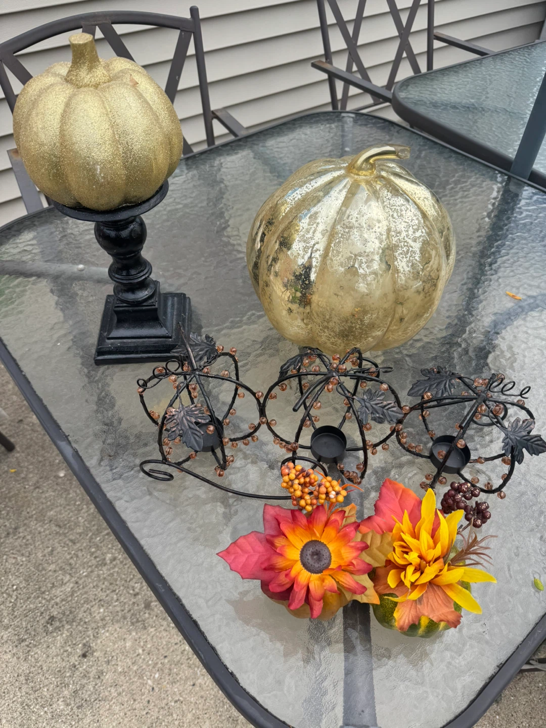 Assorted Fall Decor pumpkin and candle holder