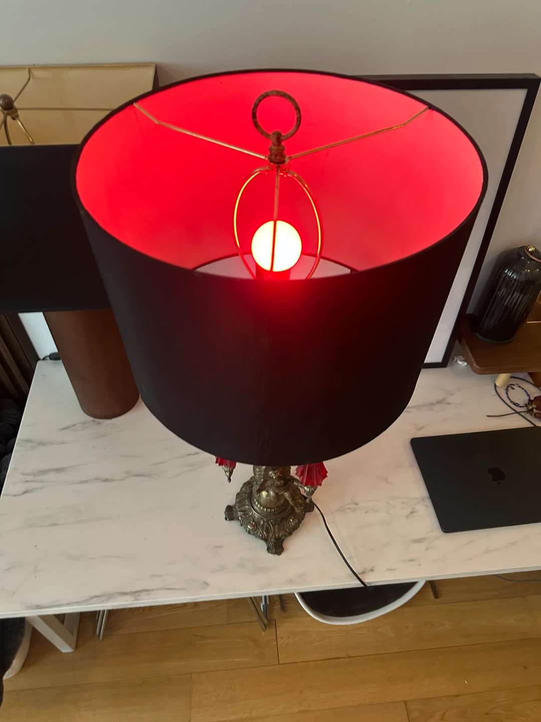 VINTAGE BRASS HOLLYWOOD REGENCY TABLE LAMP ANTIQUE LIGHT - photo 3