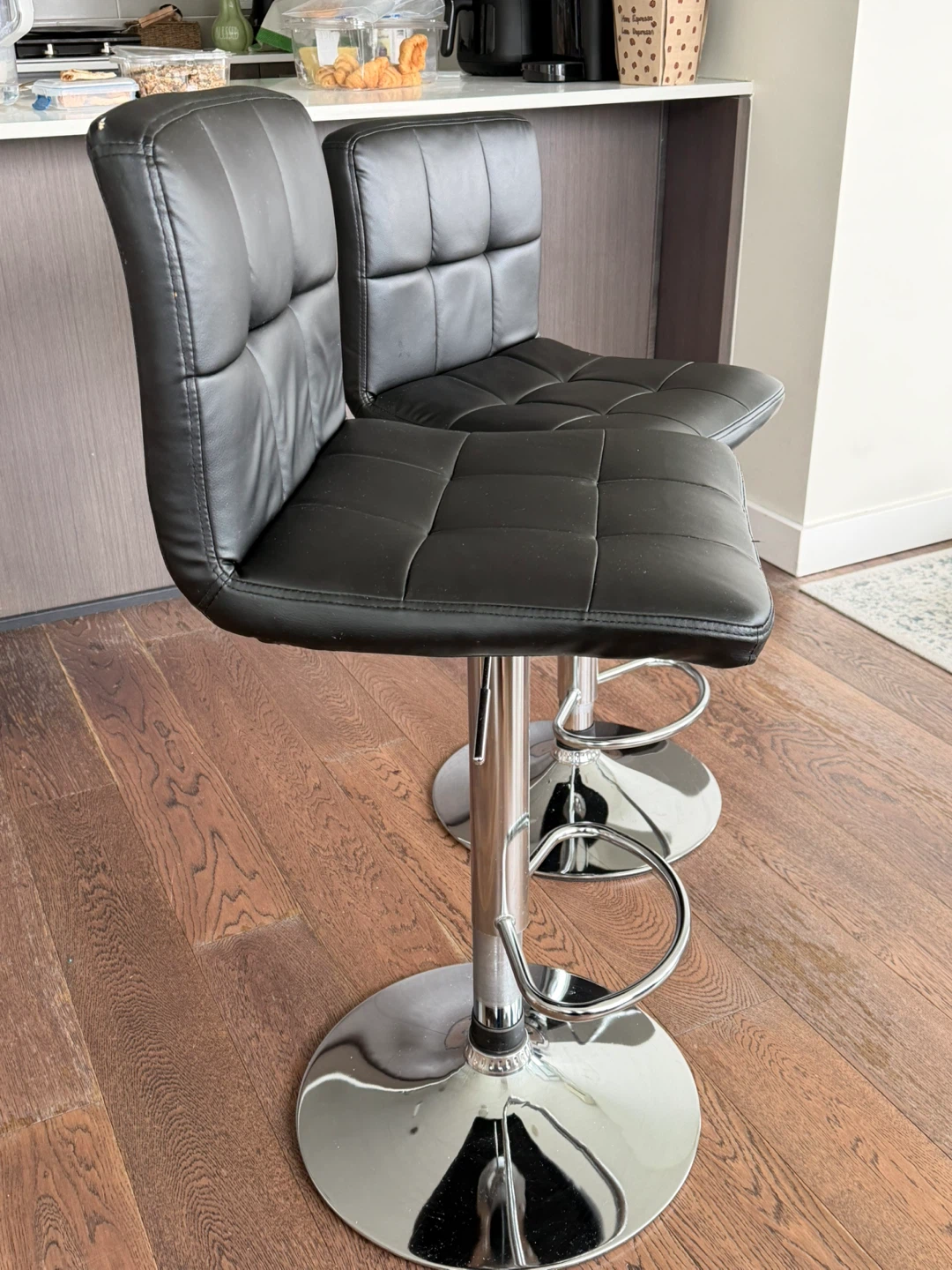 Set of Two Adjustable Black Bar Stools - photo 3