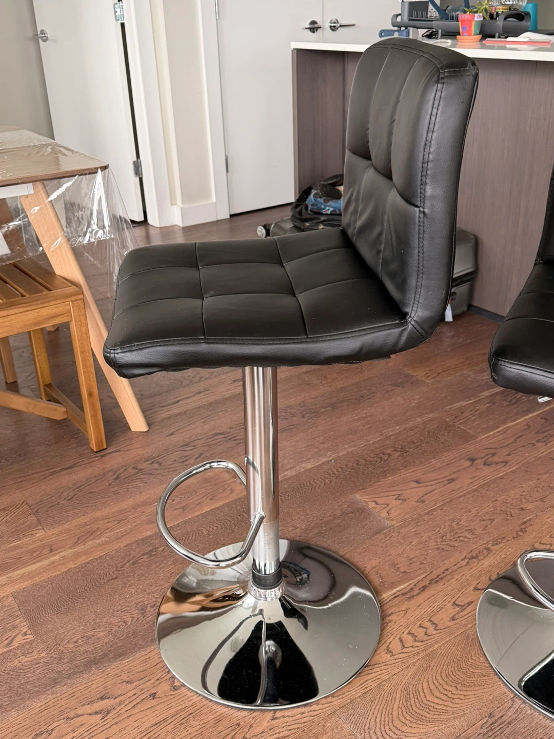 Set of Two Adjustable Black Bar Stools - photo 2