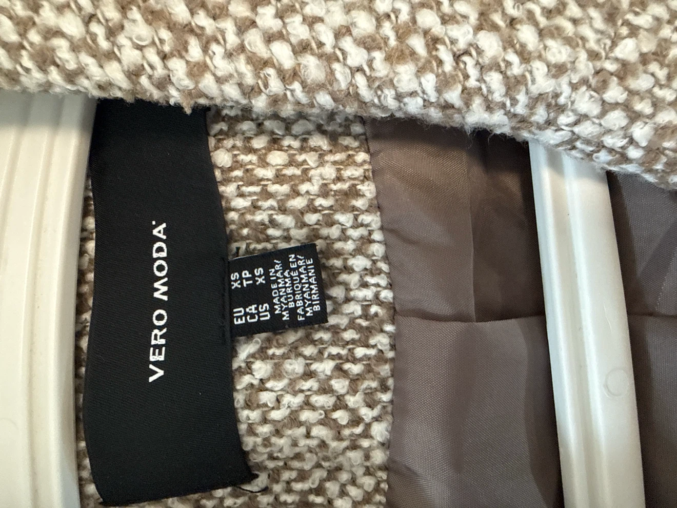 Vero Moda Tan and White Tweed Coat - photo 2