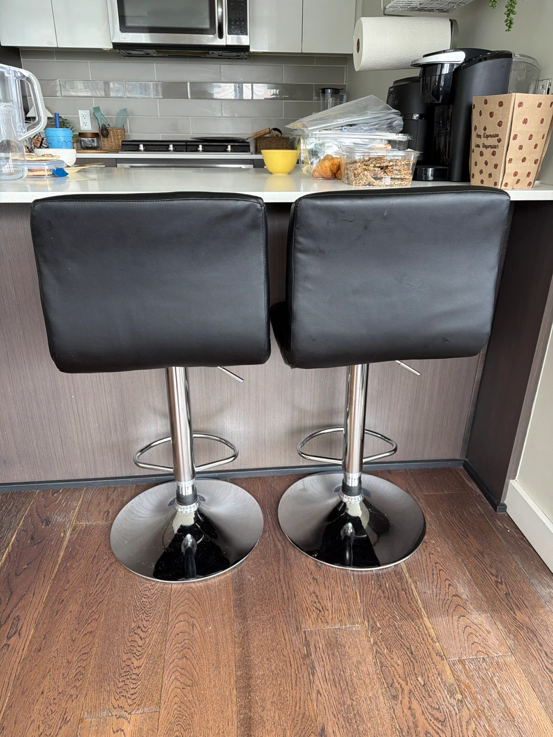 Set of Two Adjustable Black Bar Stools - photo 4