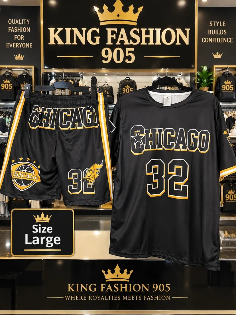King Fashion 905 Chicago Basketball Shorts and T-Shirt Set