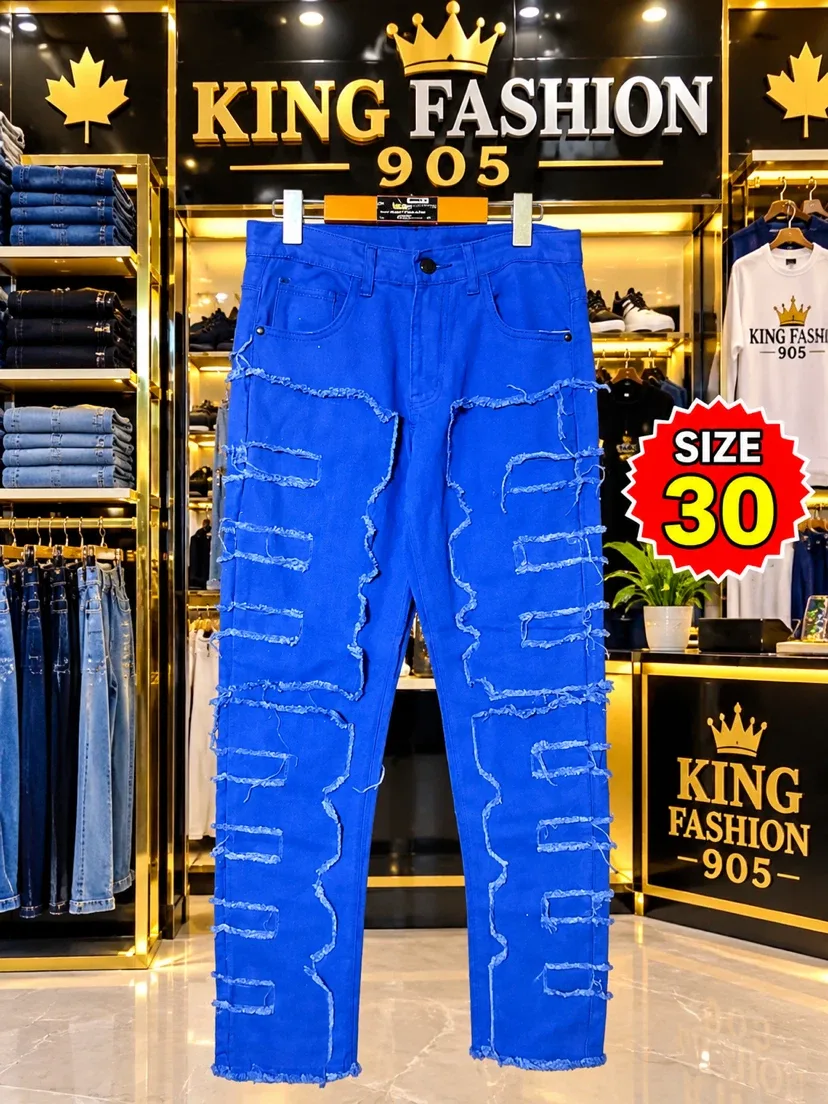King Fashion 905 Distressed Blue Jeans
