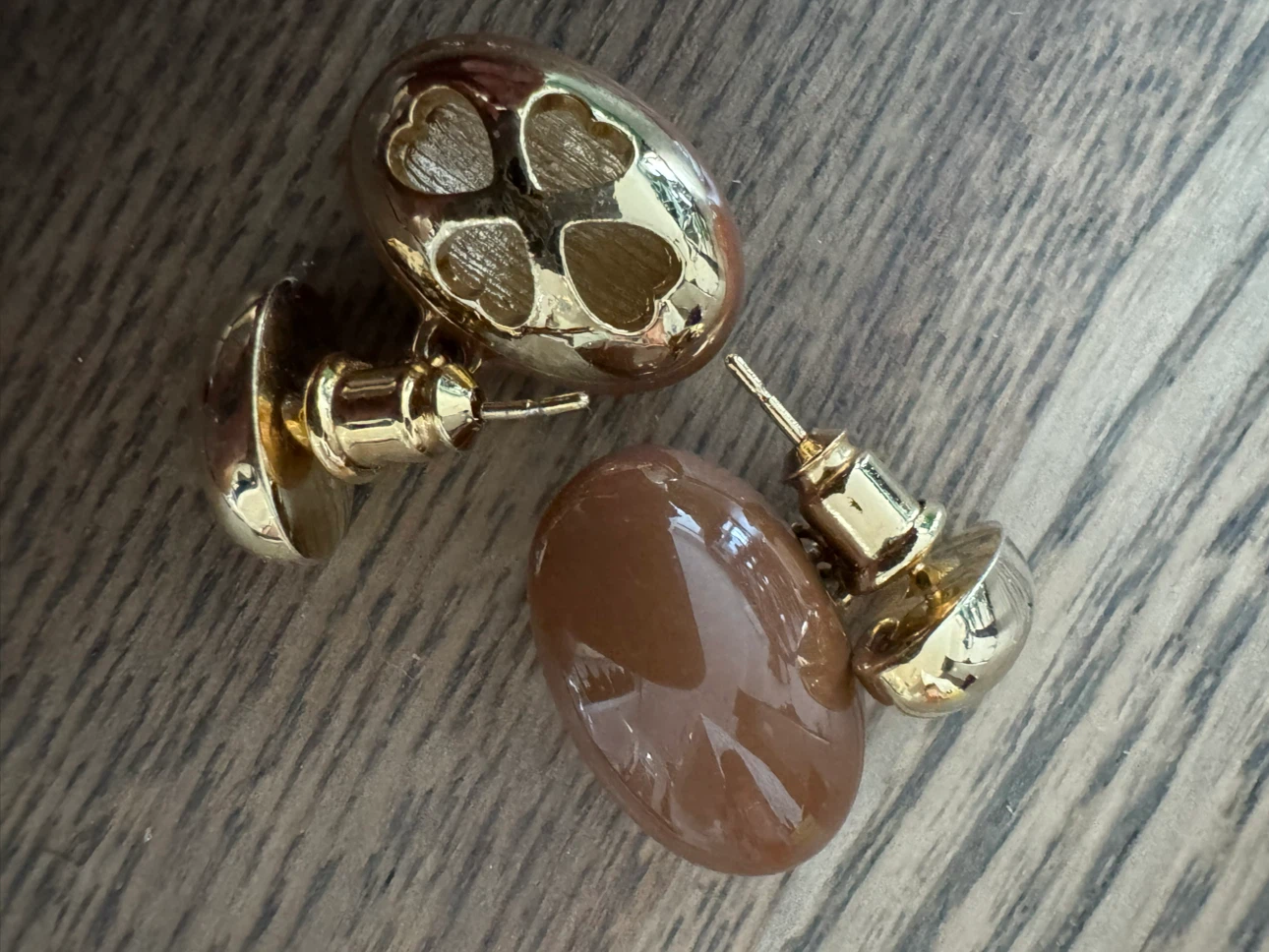 Brown and gold-tone stud earrings - photo 4