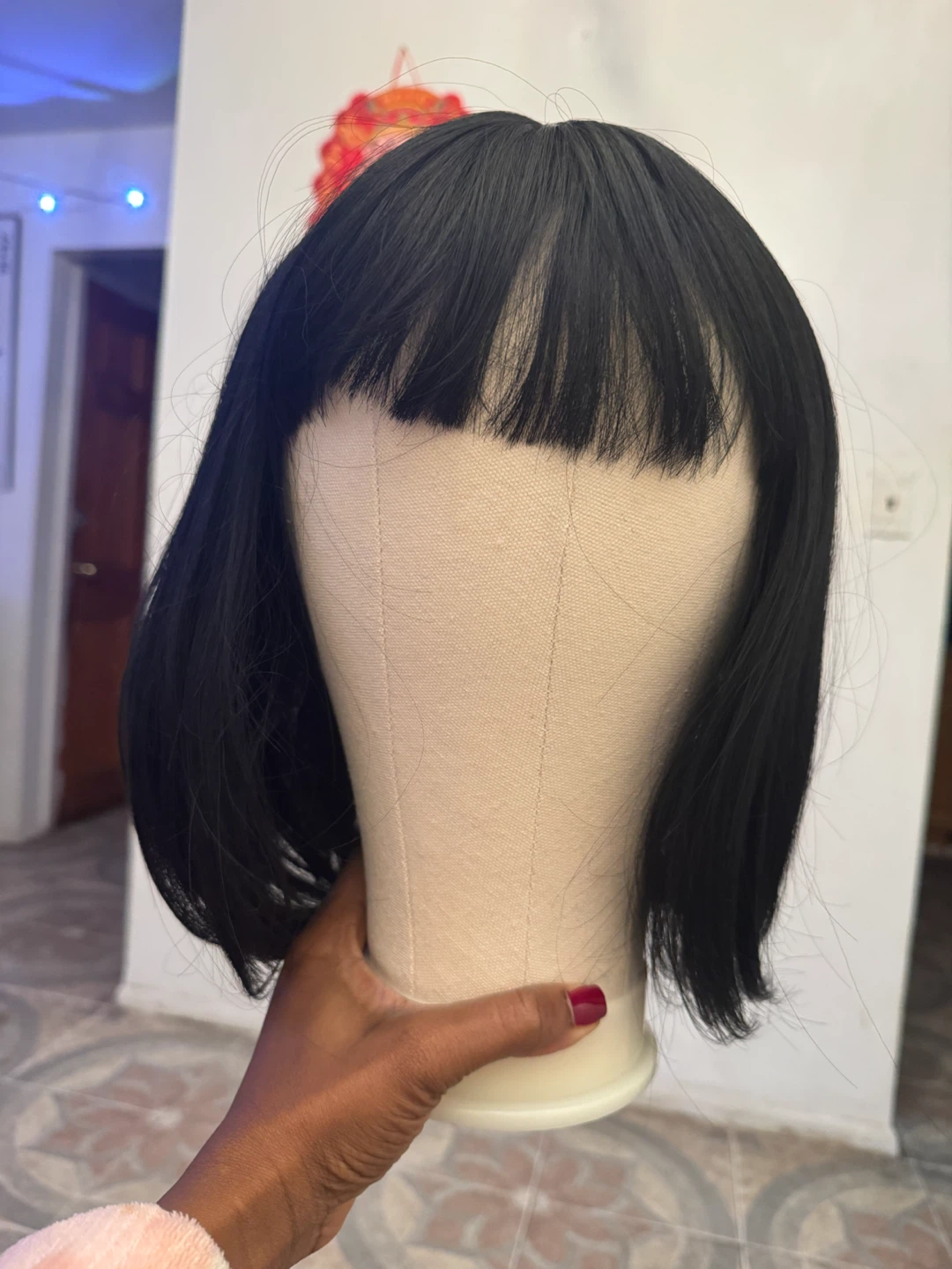 Short Black Bob Wig with Bangs