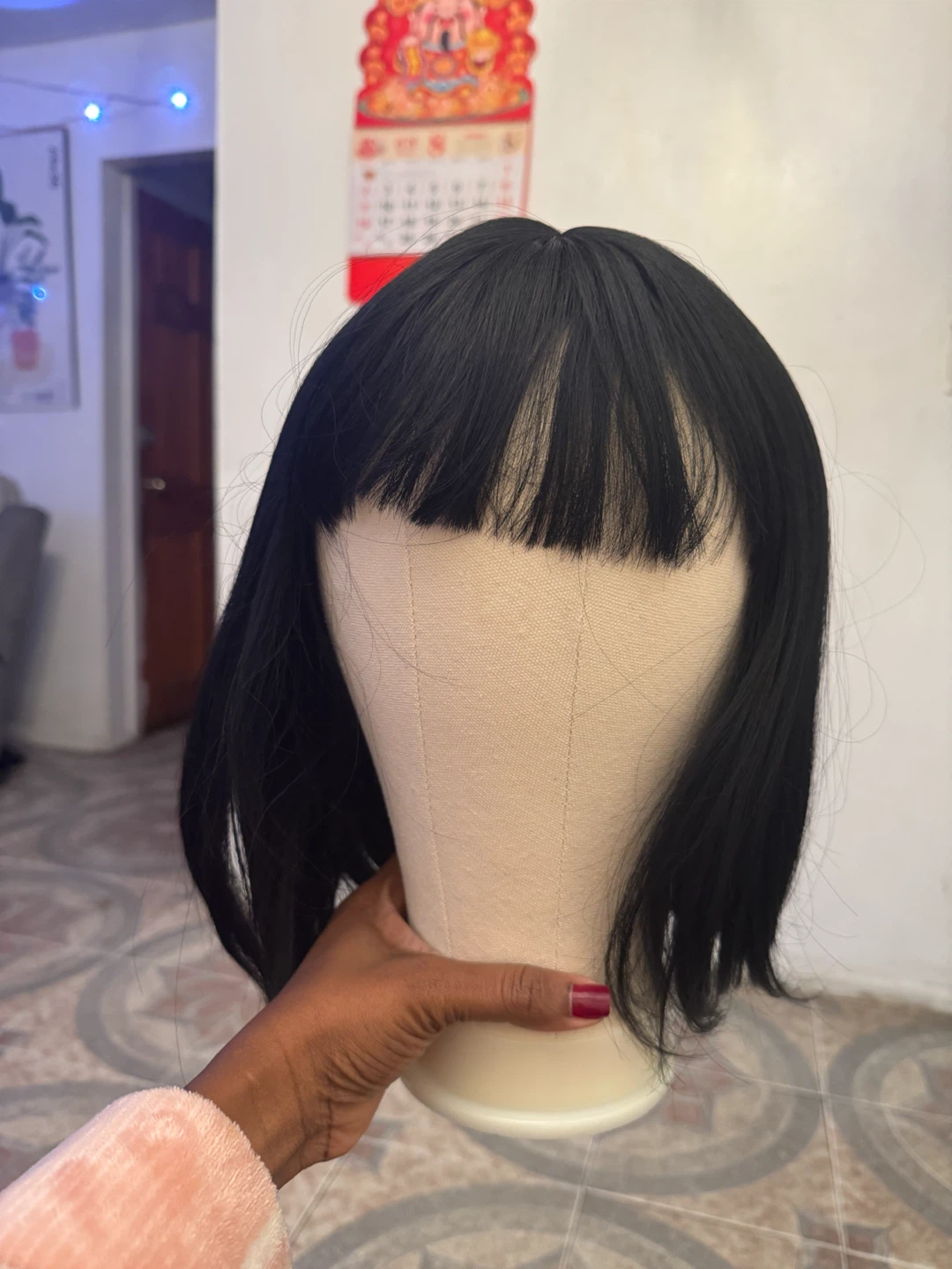 Short Black Bob Wig with Bangs - photo 3