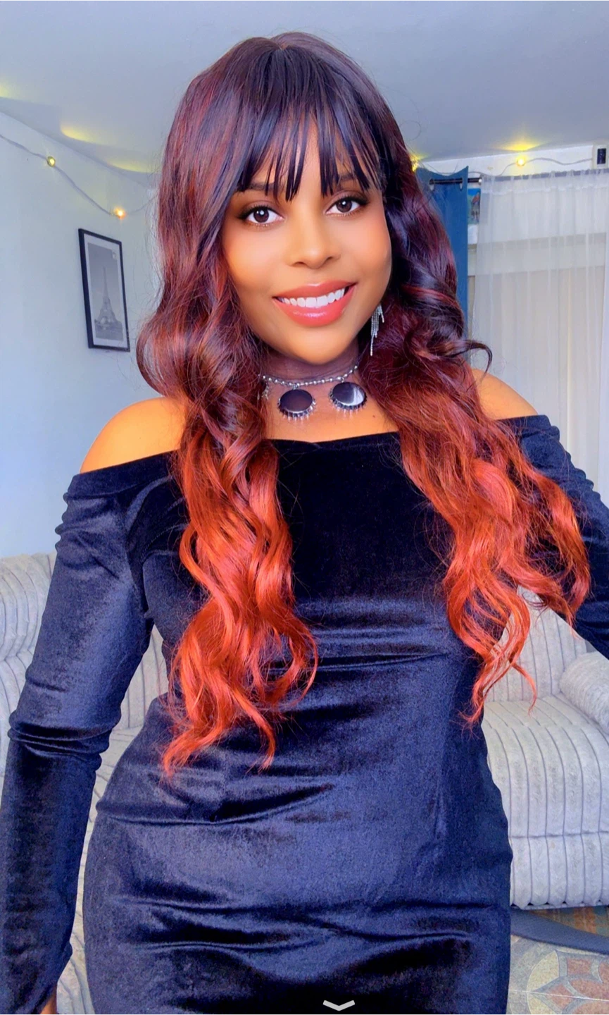 Long Wavy Ombre Red Synthetic Wig