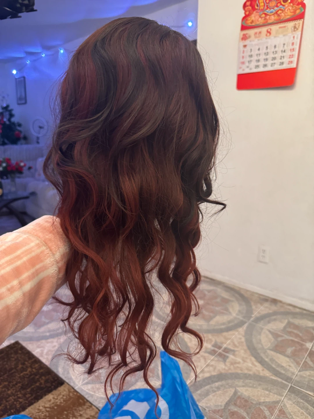 Long Wavy Ombre Red Synthetic Wig - photo 4
