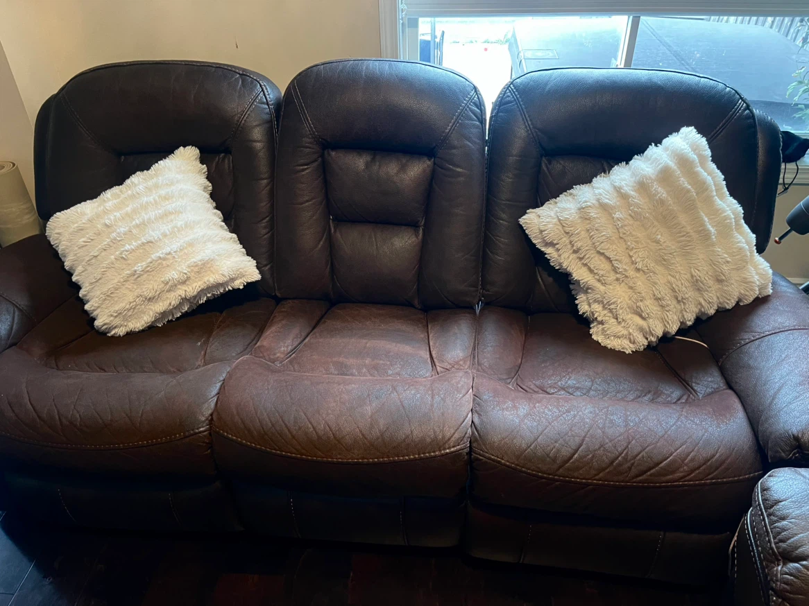 Genuine Leather Reclining Sofa Set - photo 4
