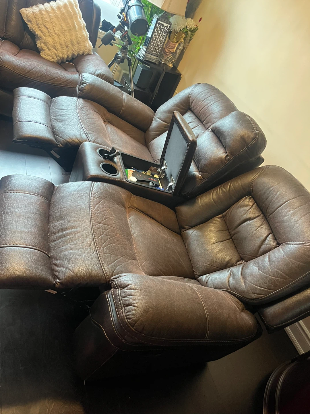 Genuine Leather Reclining Sofa Set - photo 5