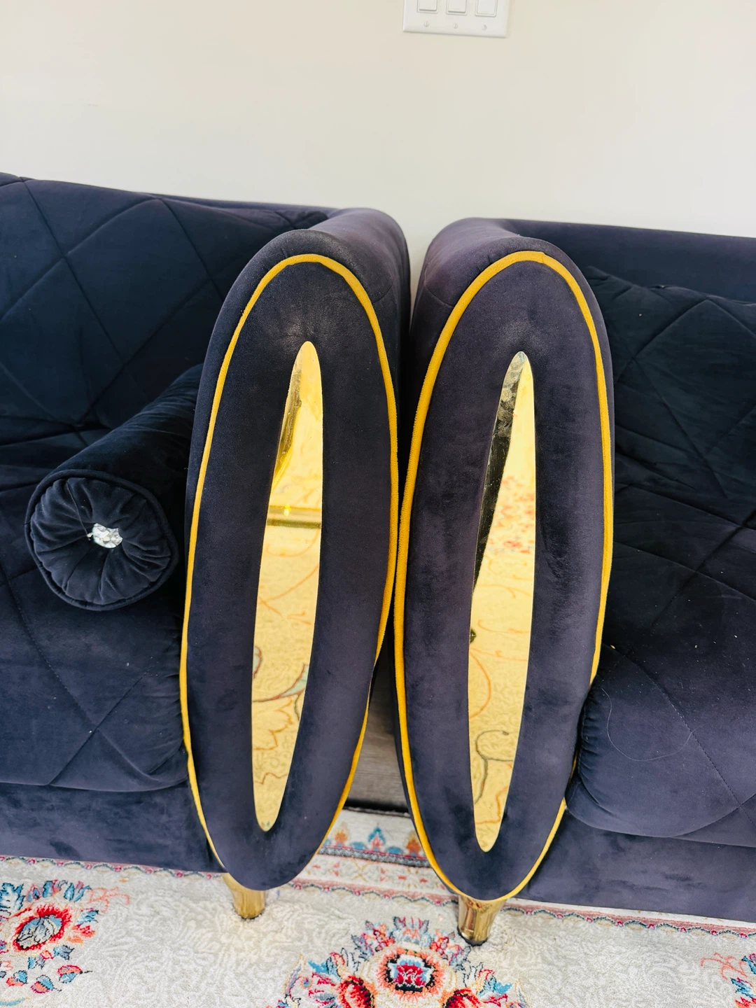 Dark black Velvet Sofa and Armchair Set - photo 3