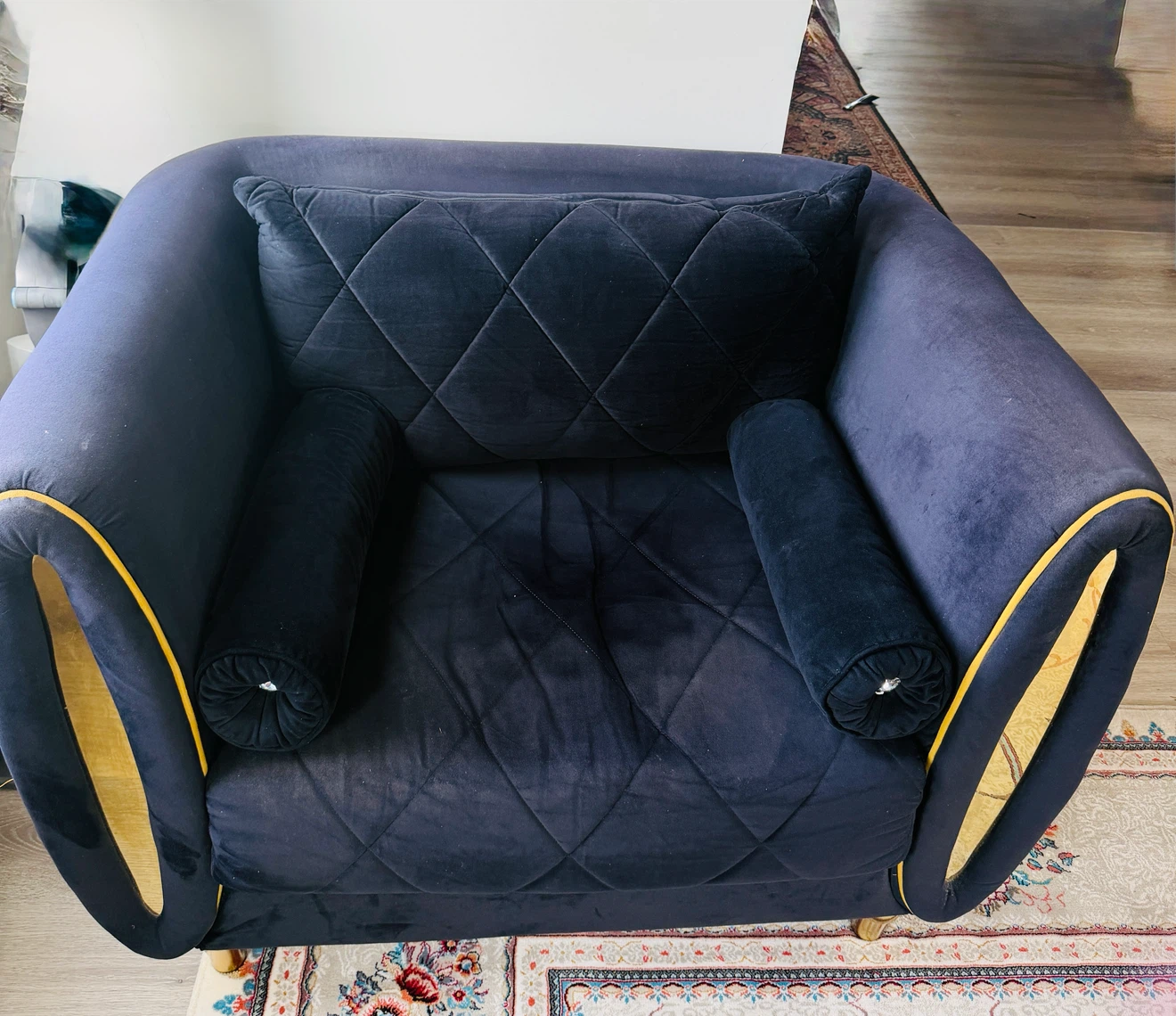 Dark black Velvet Sofa and Armchair Set - photo 5