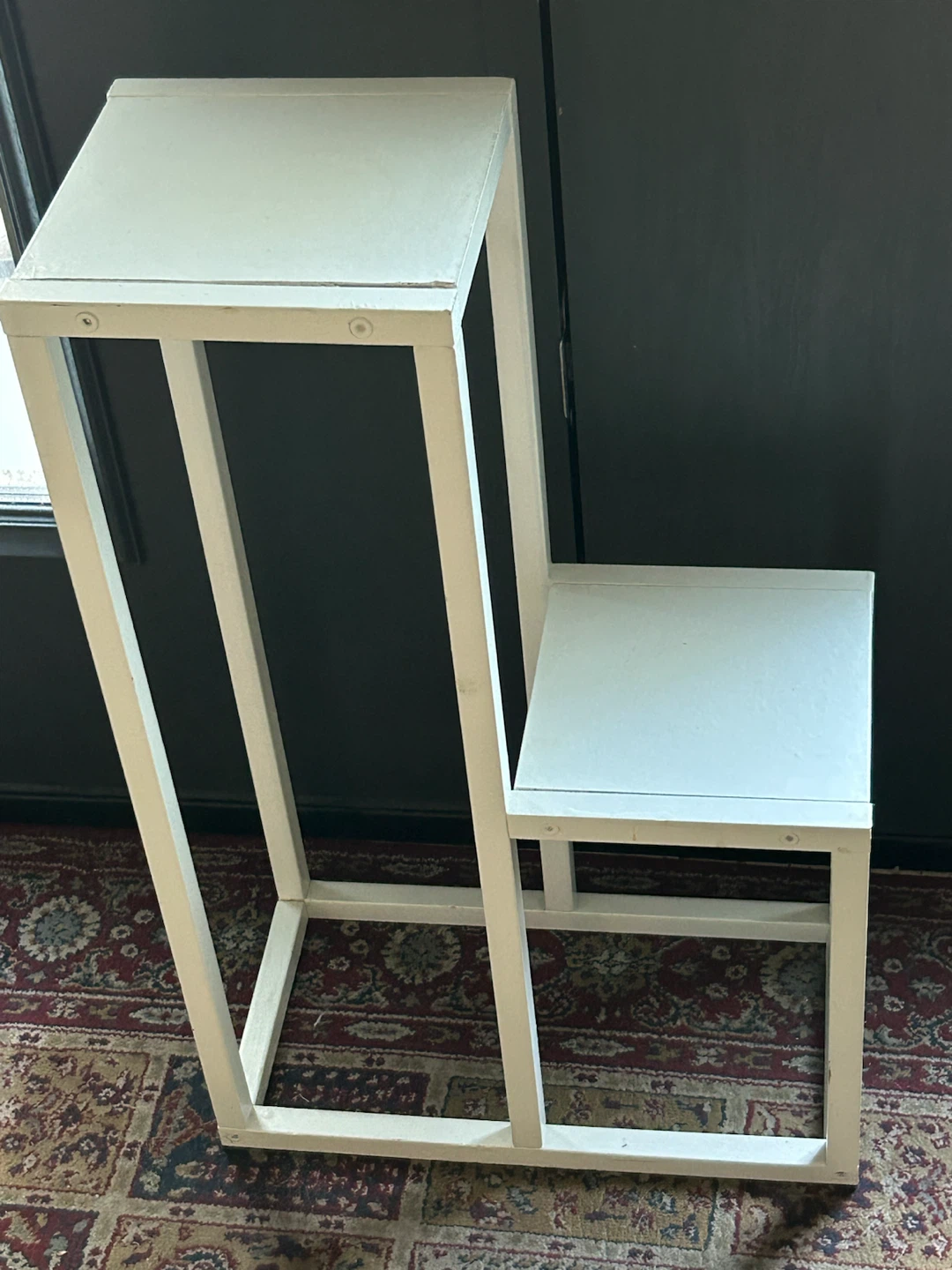 White wooden Two-Tier Plant Stand