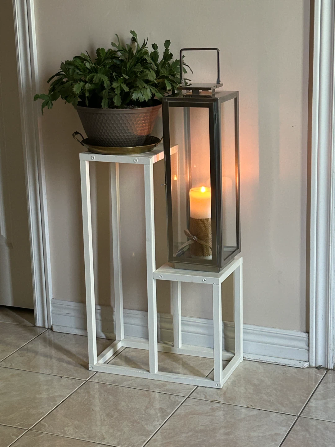 White wooden Two-Tier Plant Stand - photo 2