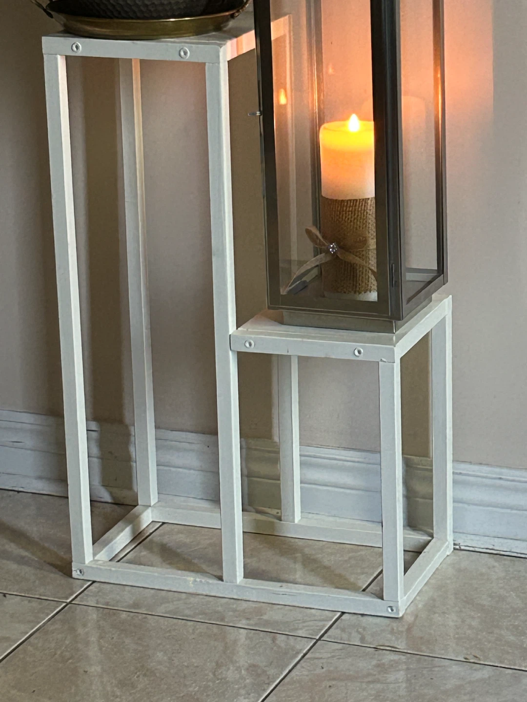 White wooden Two-Tier Plant Stand - photo 3
