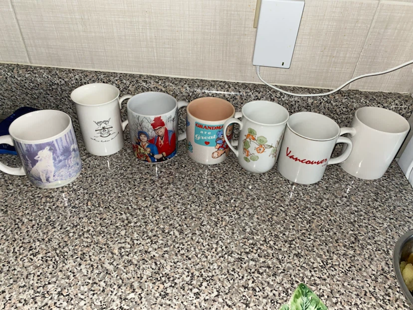 Set of 7 Assorted Ceramic Mugs  plus one  PHL MUG