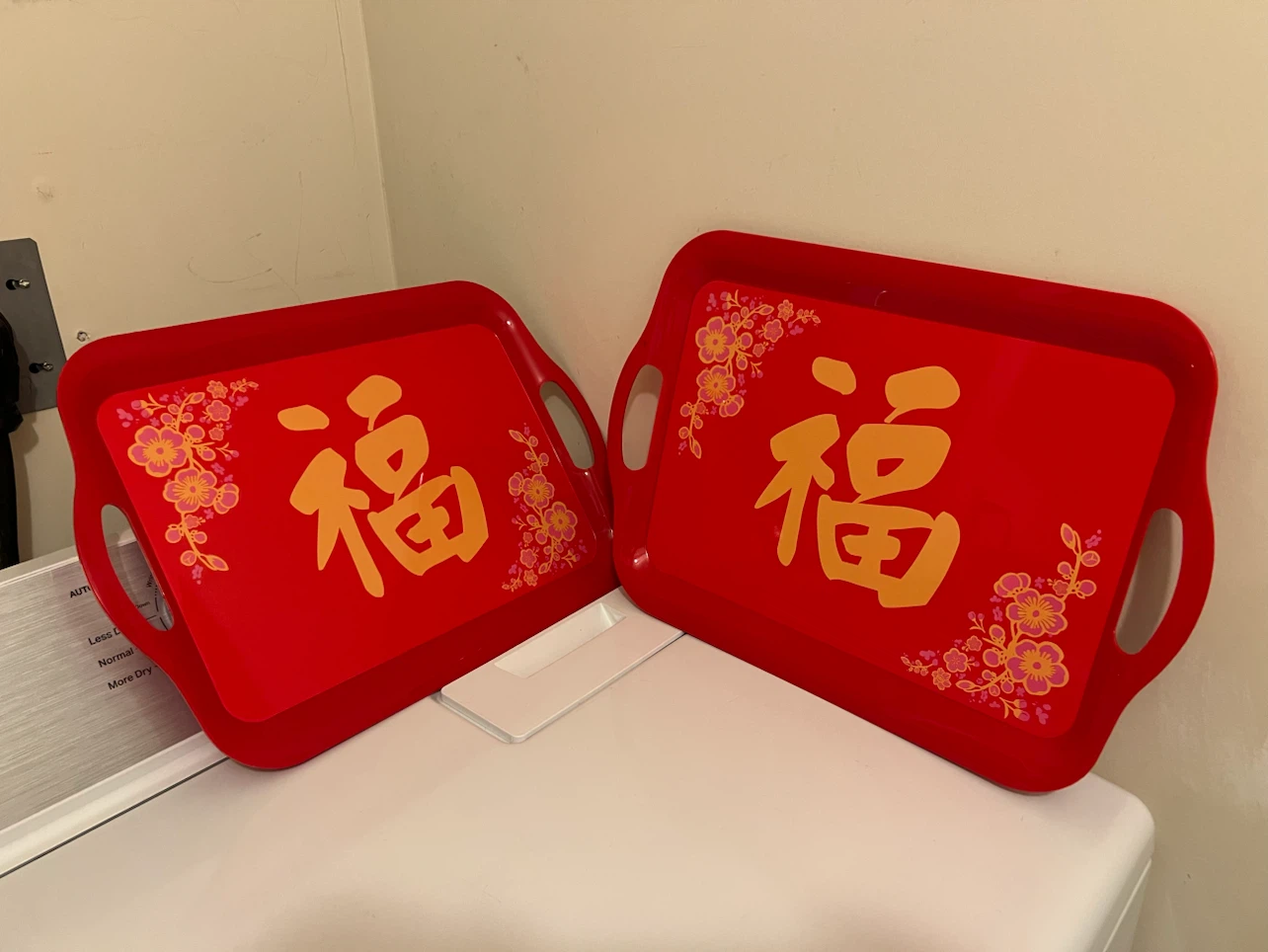 Set of 2 Red Chinese New Year Serving Trays
