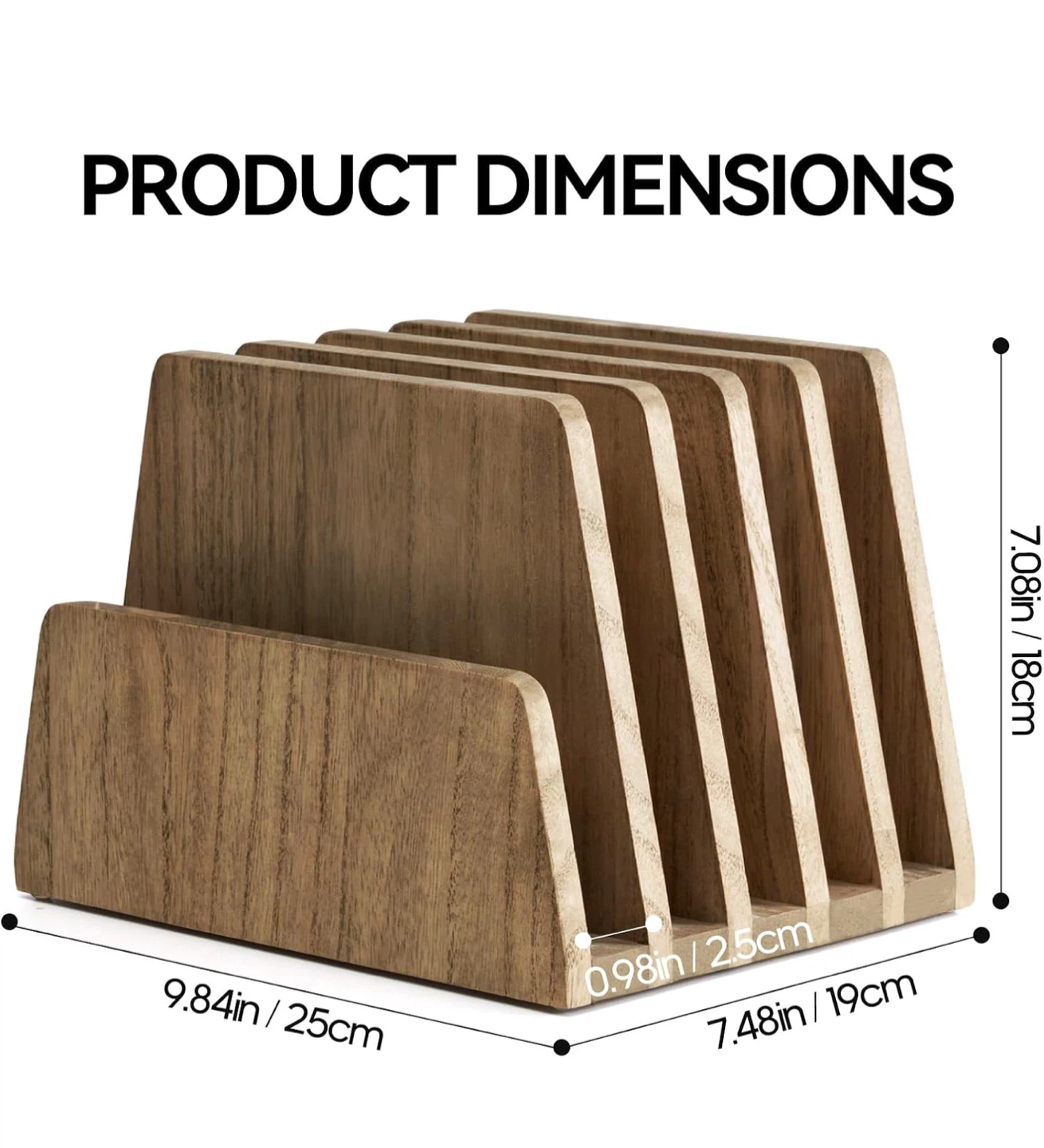 KIRIGEN Wooden Organizer, 5-Slot File / Magazine Holder for Desk - photo 2