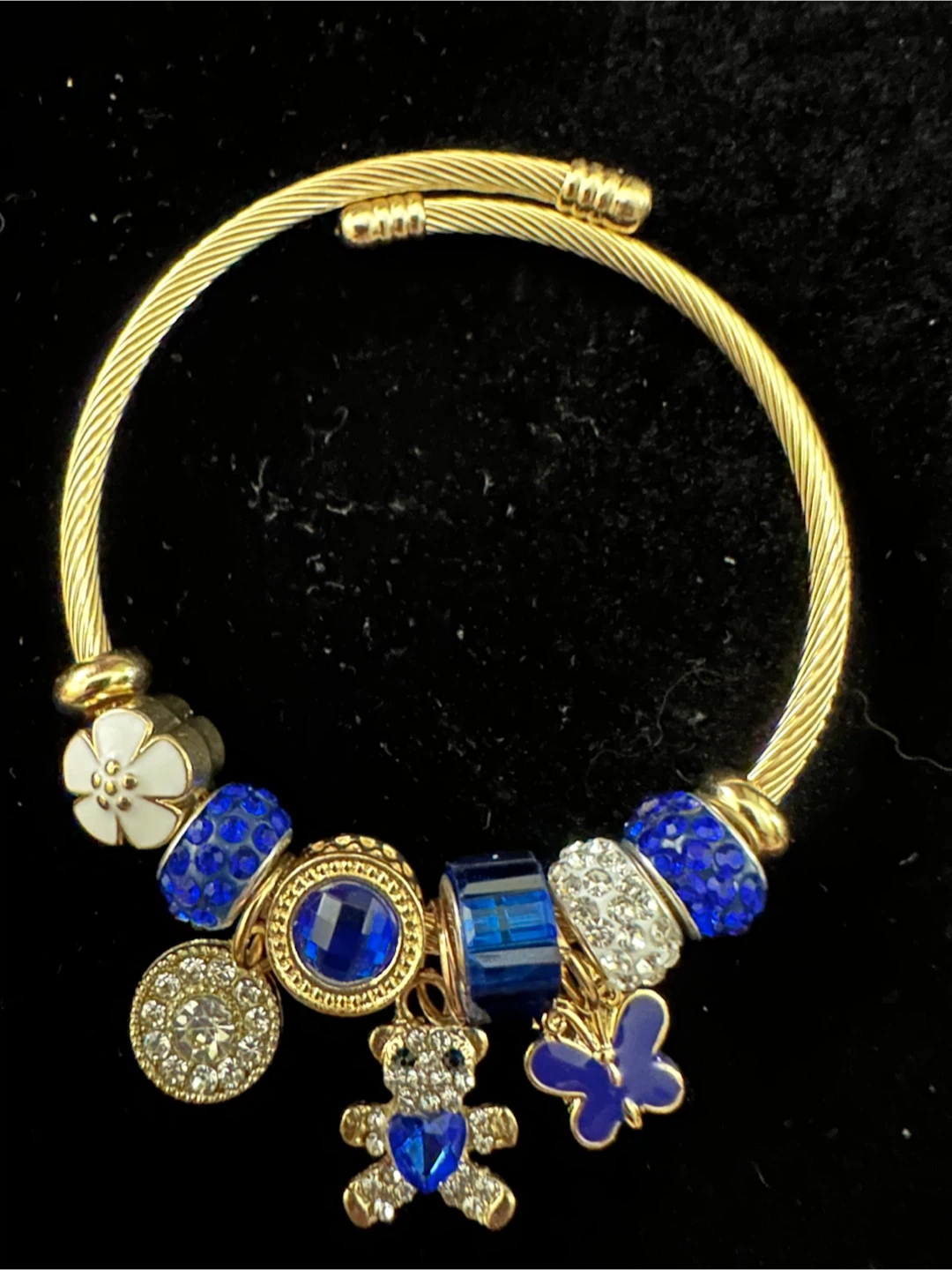 Gold-Tone Charm Bracelet with Blue Accents - photo 2