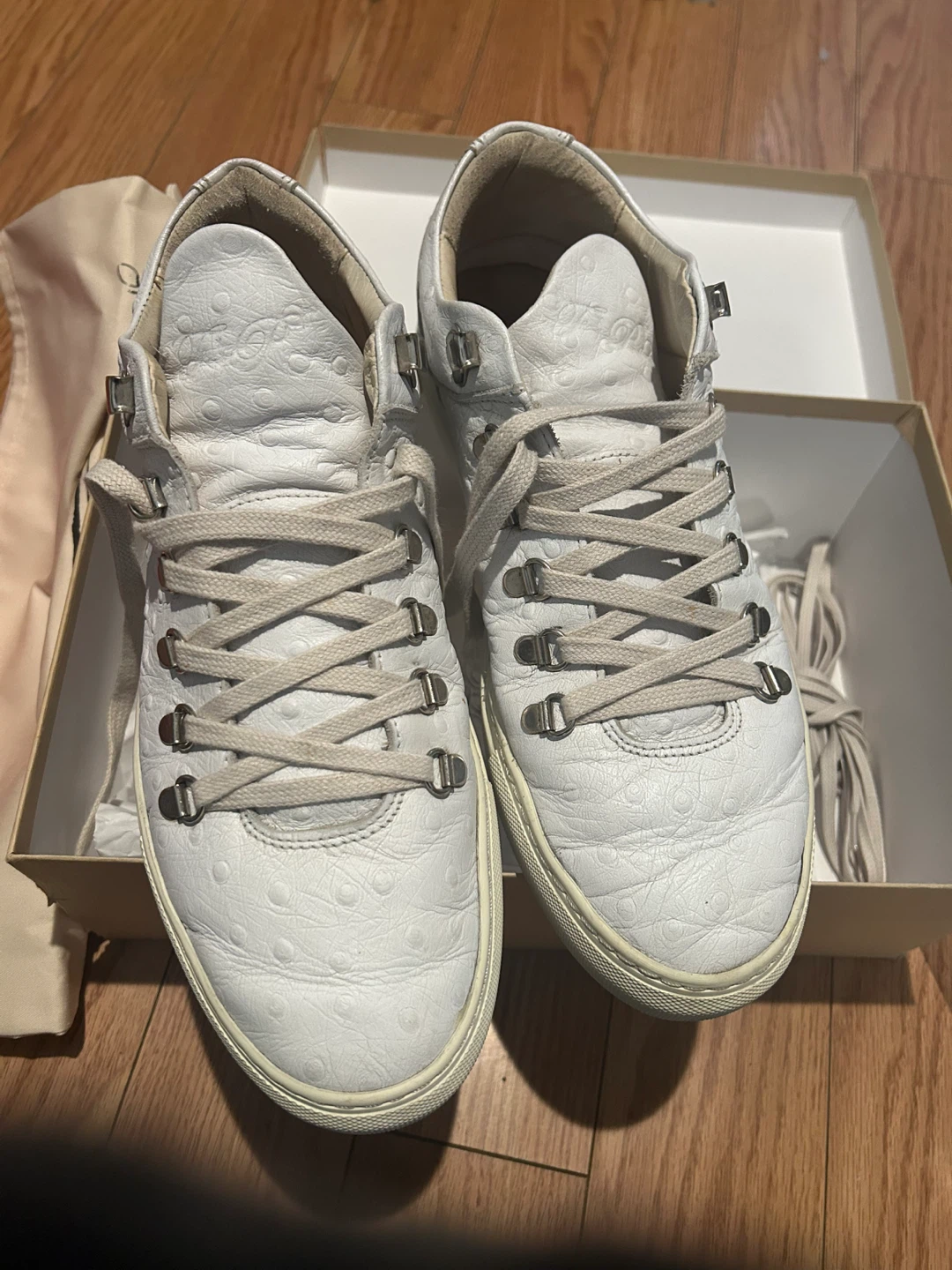 Filling Pieces White Ostrich Leather Sneakers - photo 2