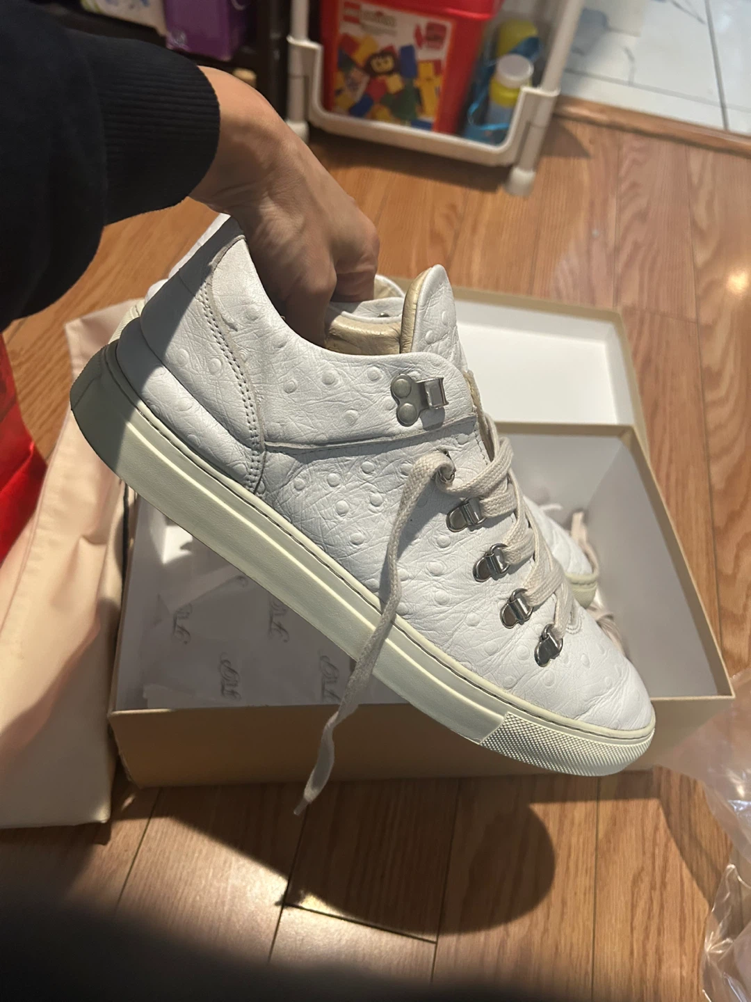 Filling Pieces White Ostrich Leather Sneakers - photo 3