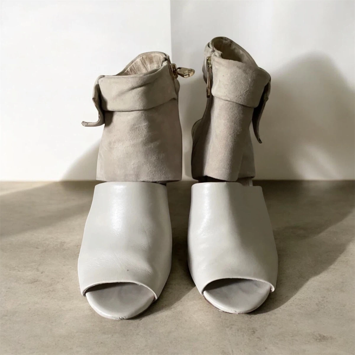 Louise et Cie Cream Peep Toe Booties Heels, Size 8.5 - photo 4