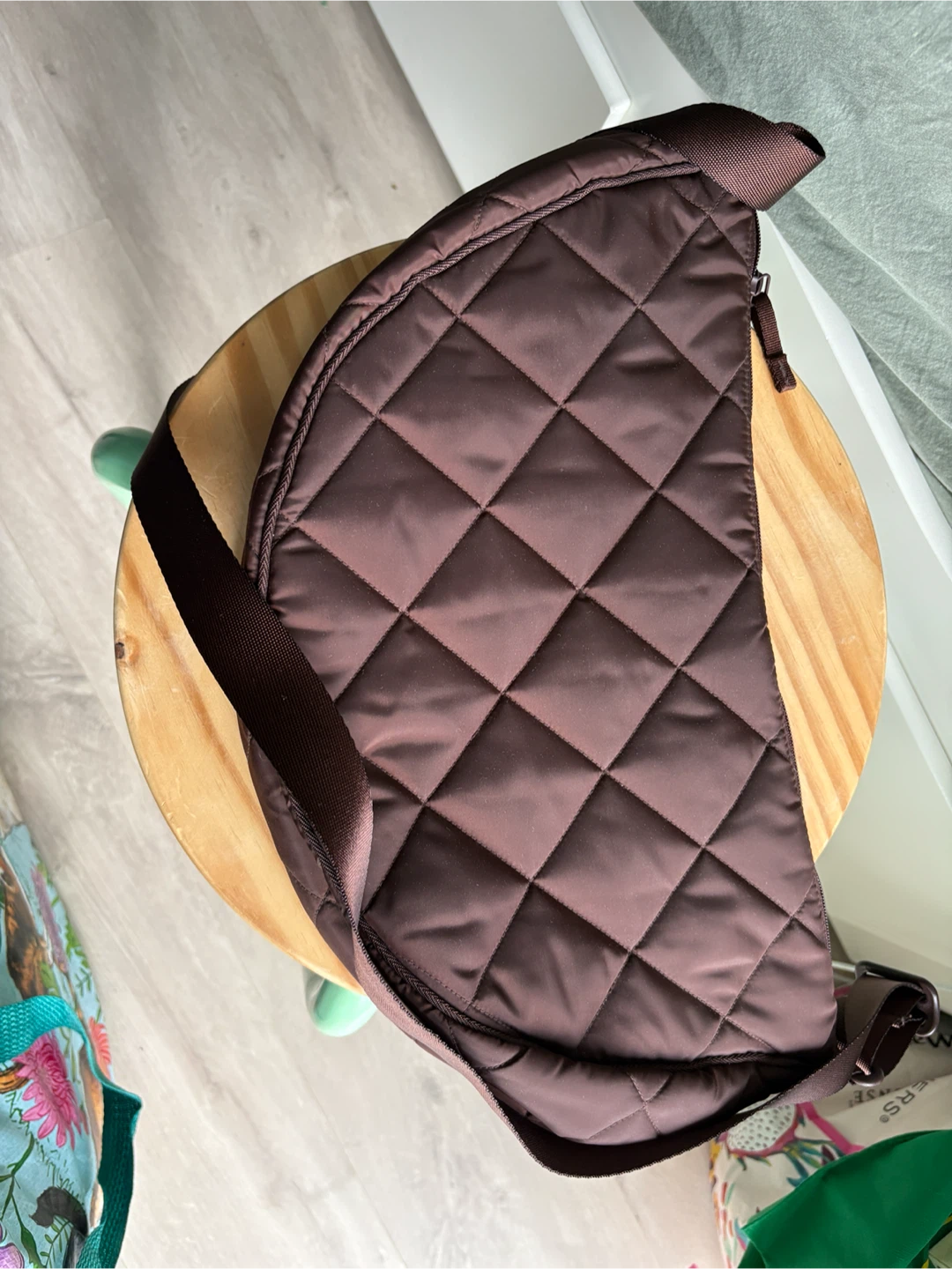 NWOT Uniqlo Quilted Round Brown Crossbody Bag