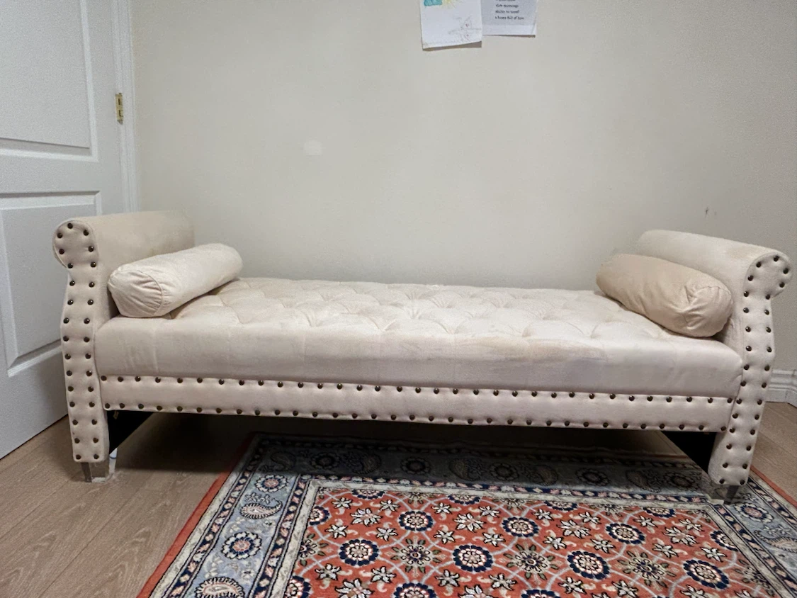 Cream Tufted Chaise Lounge Bench