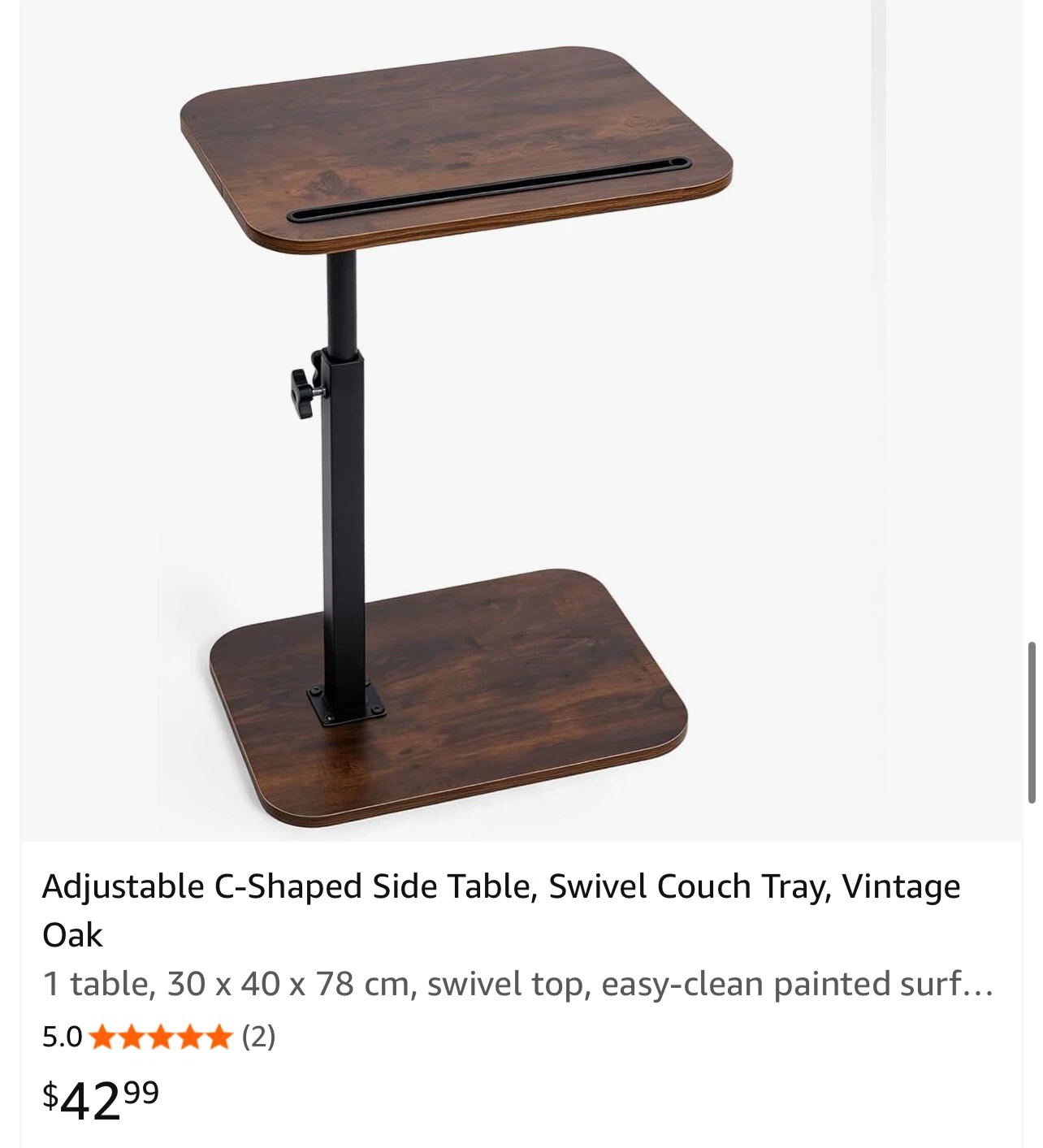 BRAND NEW Adjustable C-Shaped Side Table - photo 2