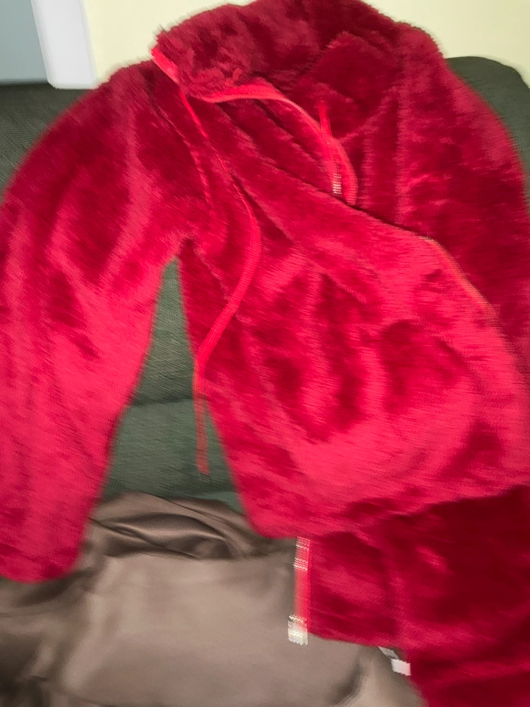 Red Faux Fur Zip-Up Hoodie - photo 2