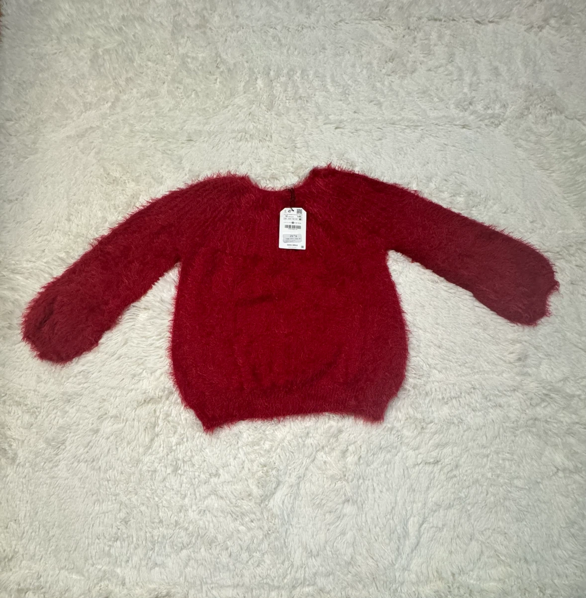 Zara Girls Red Fuzzy Sweater 10 yrs (#G12)