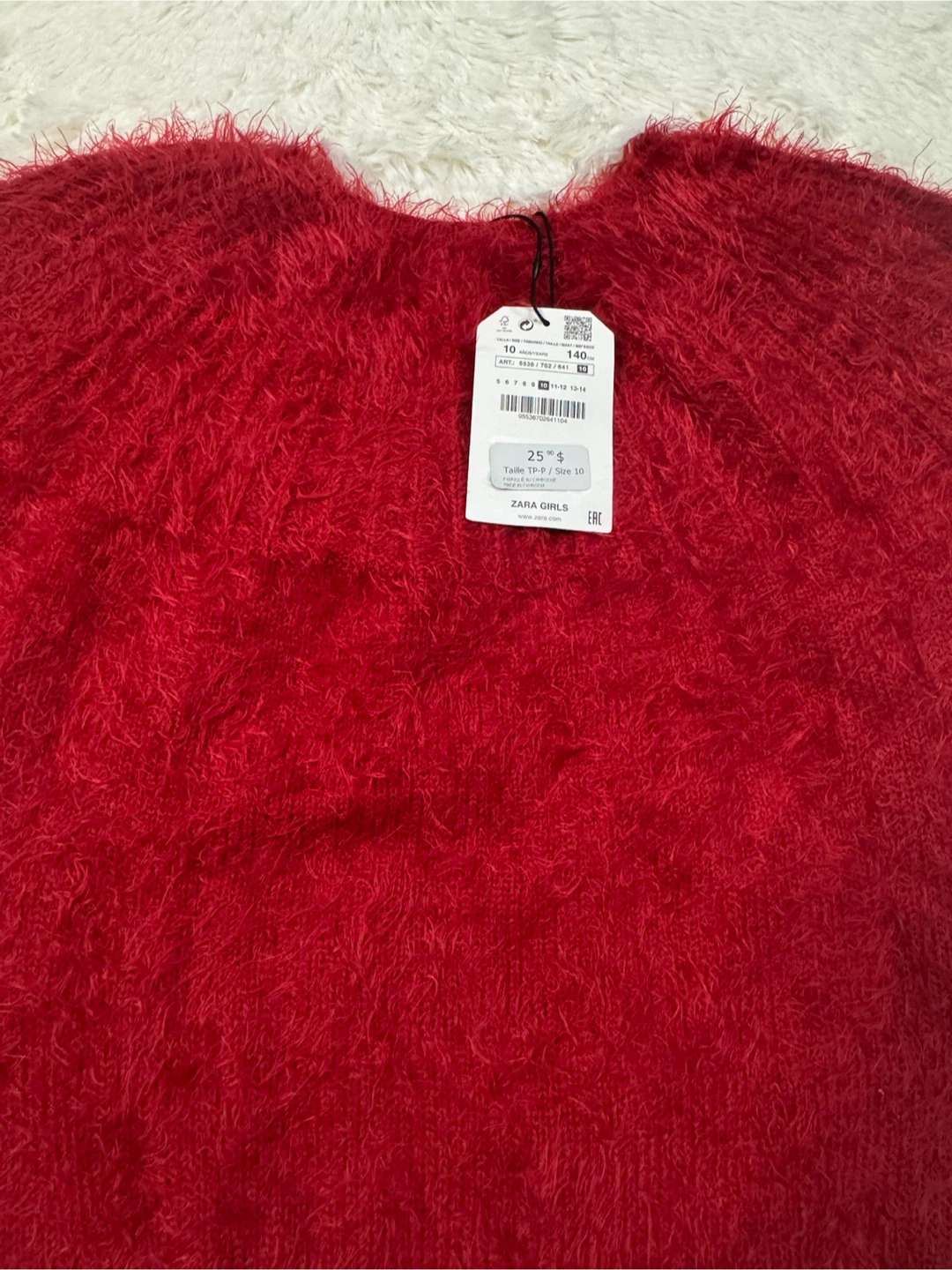 Zara Girls Red Fuzzy Sweater 10 yrs (#G12) - photo 2