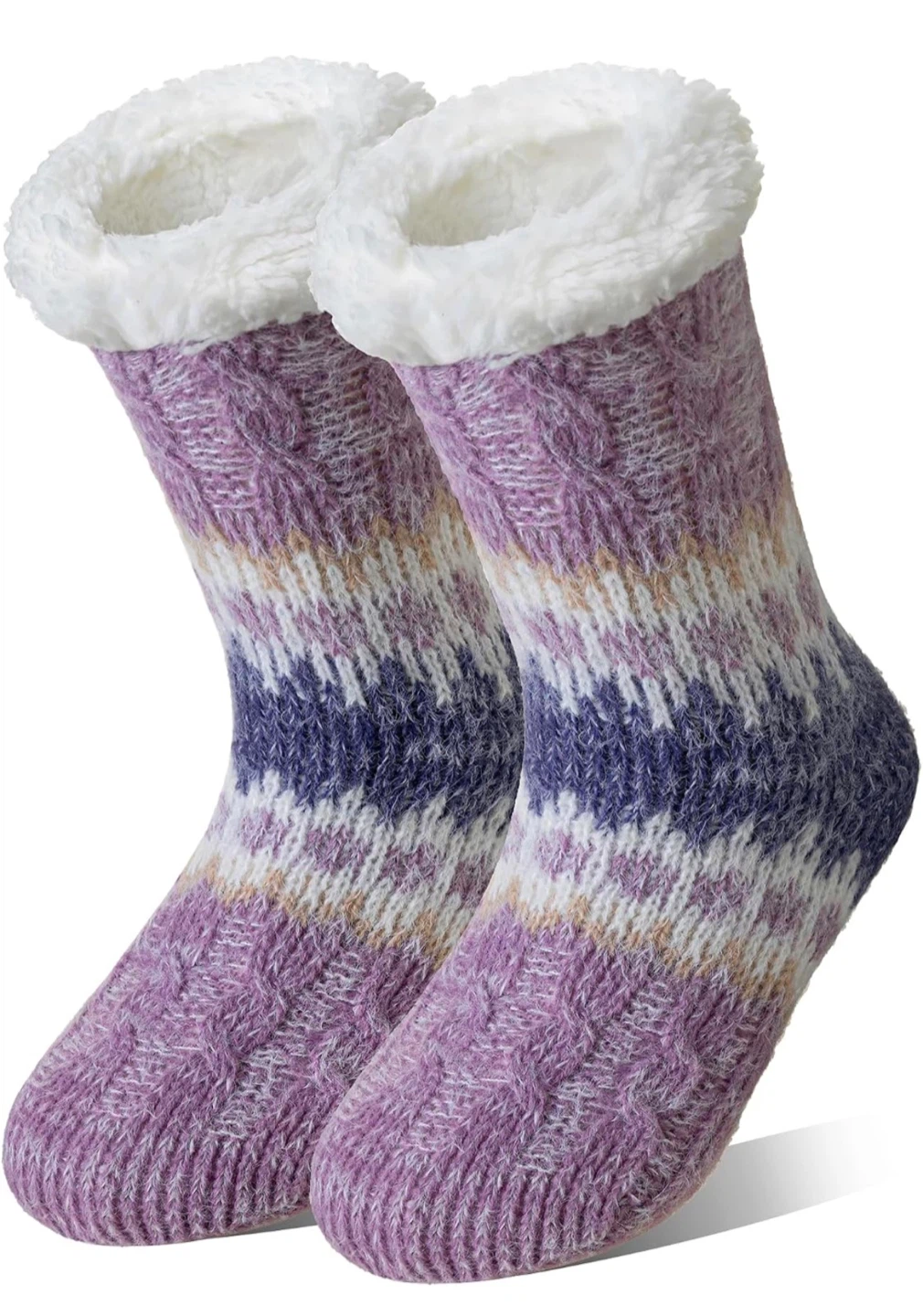 Purple Patterned Women Slipper Socks（size 5-10）