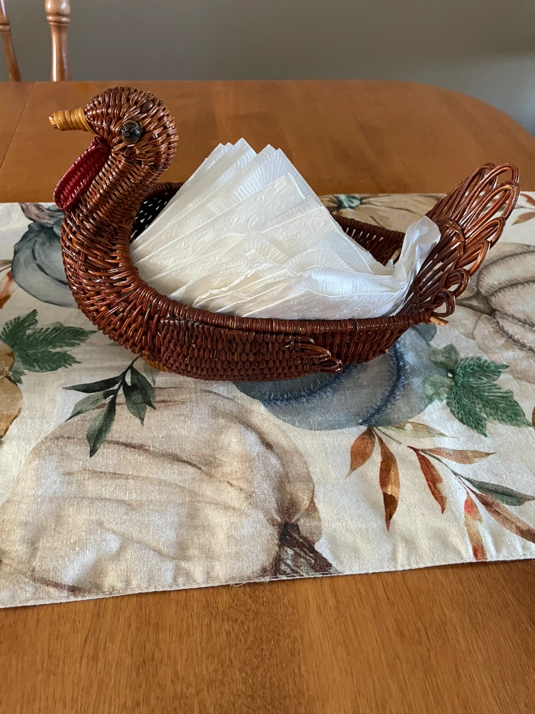 Woven Turkey shaped wicker basket