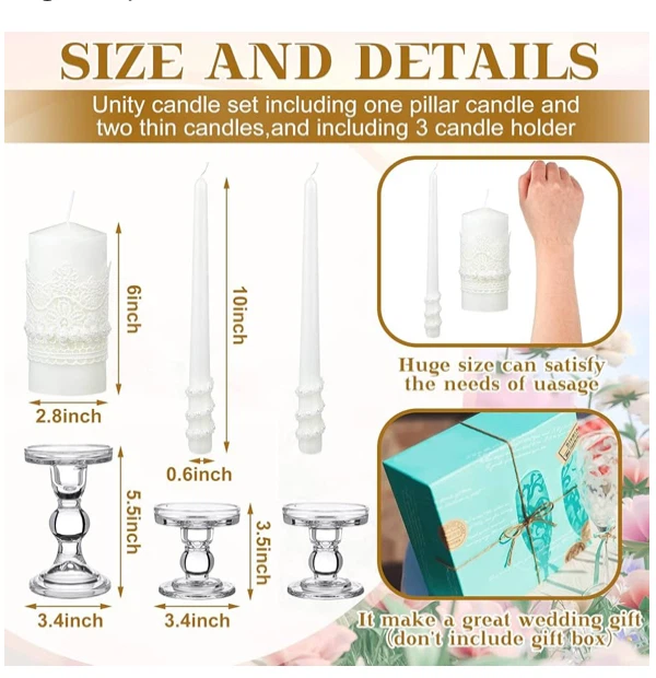 Unity Candle Set with Glass Holders - photo 3