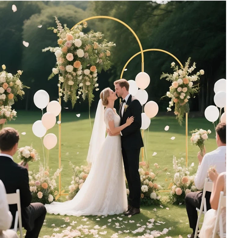 Gold Metal Arch Backdrop Stand Set - photo 2