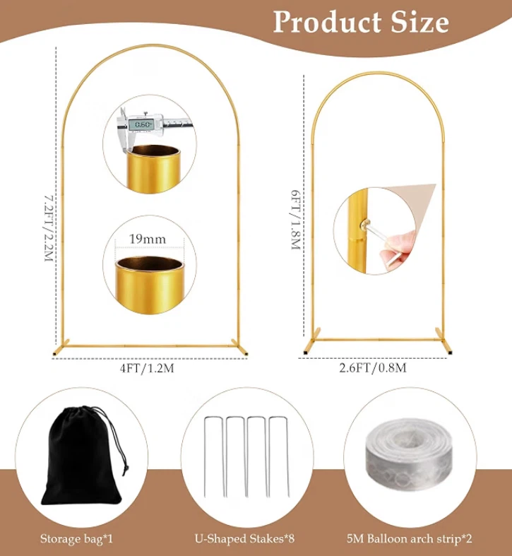 Gold Metal Arch Backdrop Stand Set - photo 3