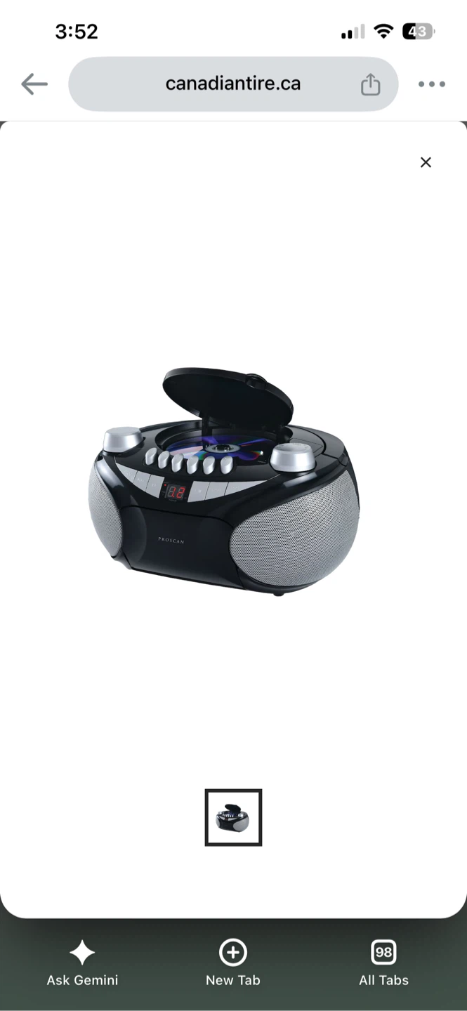 Proscan SRCD286-SLVR Portable CD and Cassette Boombox - photo 2