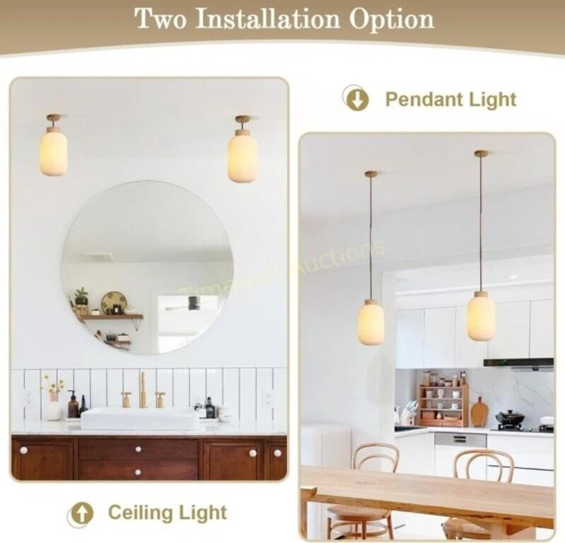 2 Pack Ribbed Glass Pendant Lights - photo 3