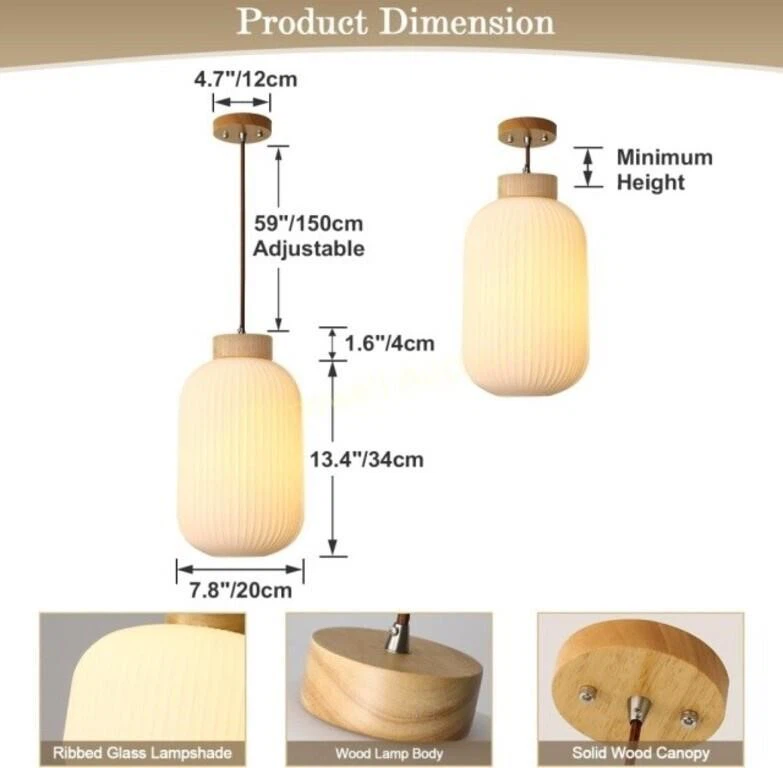 2 Pack Ribbed Glass Pendant Lights - photo 5