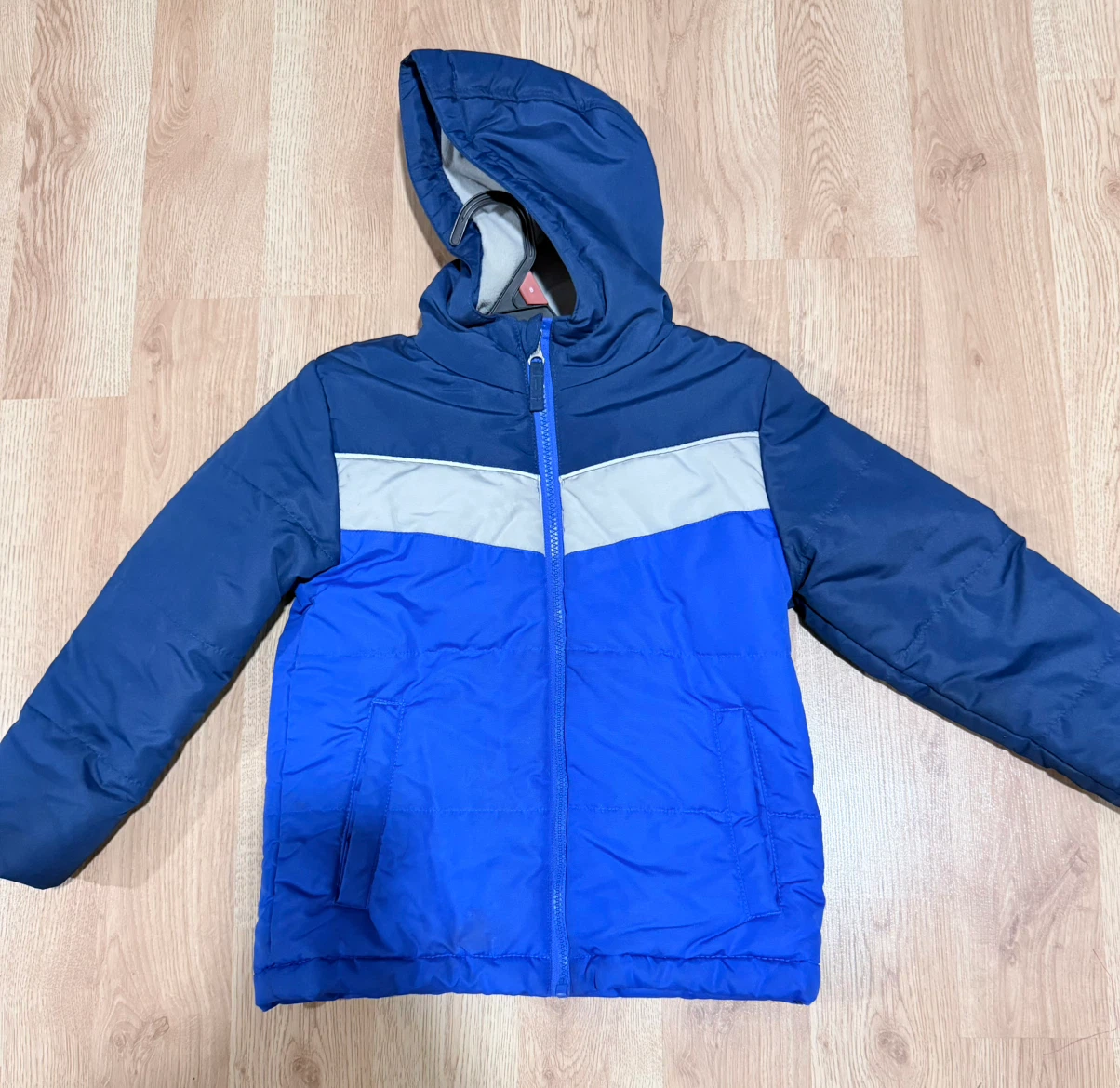 Boys Blue Colorblock Hooded Jacket- size 4/5