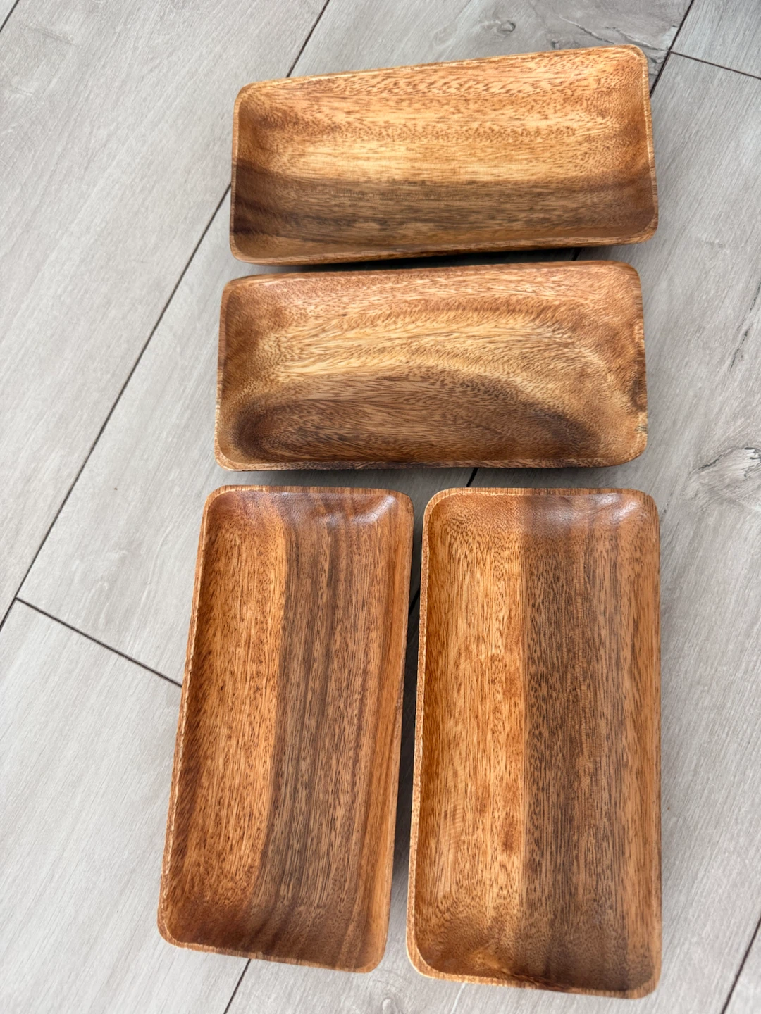 Set of 4 Wooden Serving Dishes / Appetizer Trays