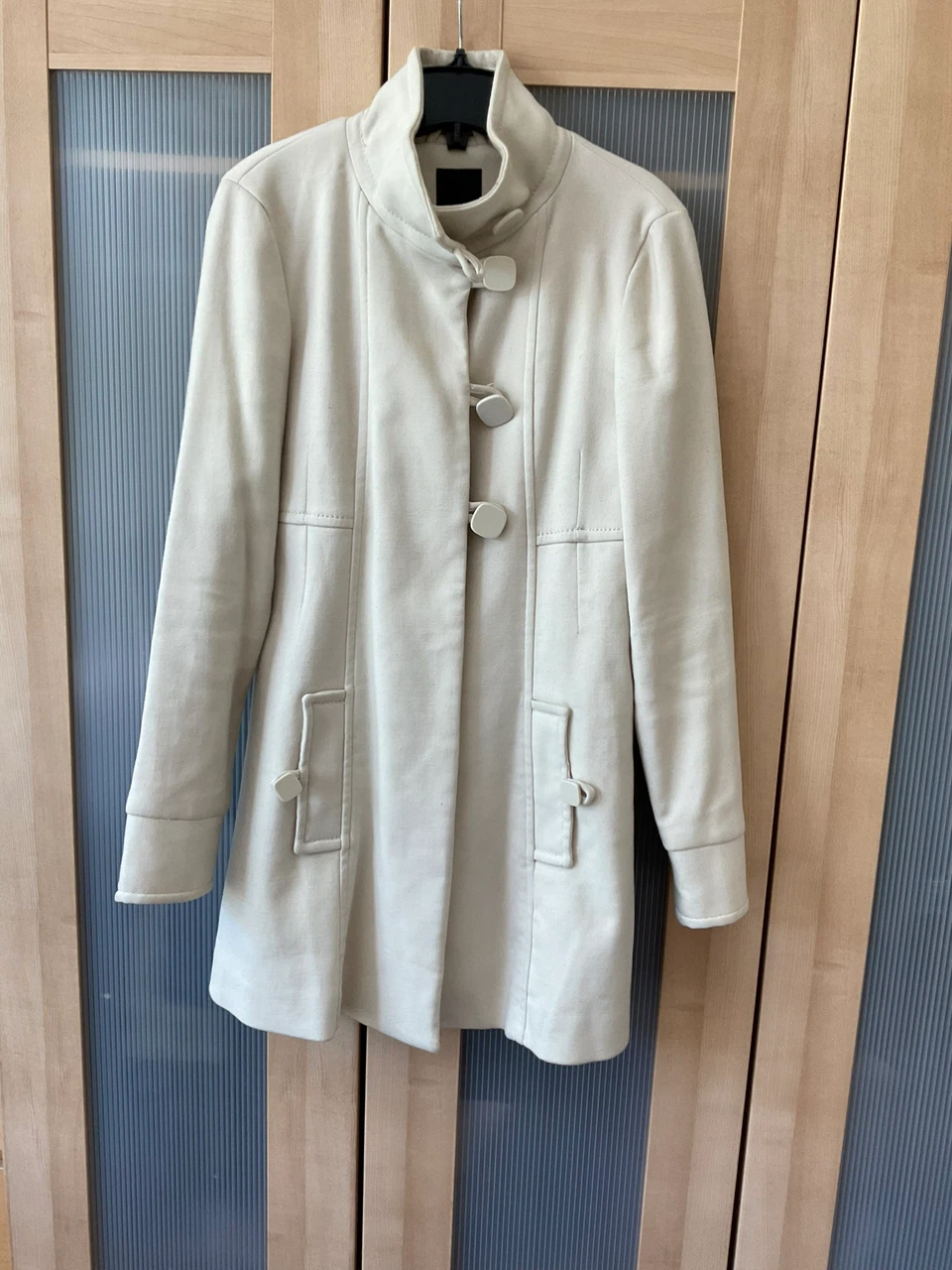 Vero Moda Cream Wool-Blend Funnel Neck Coat - Size XS (AS IS)