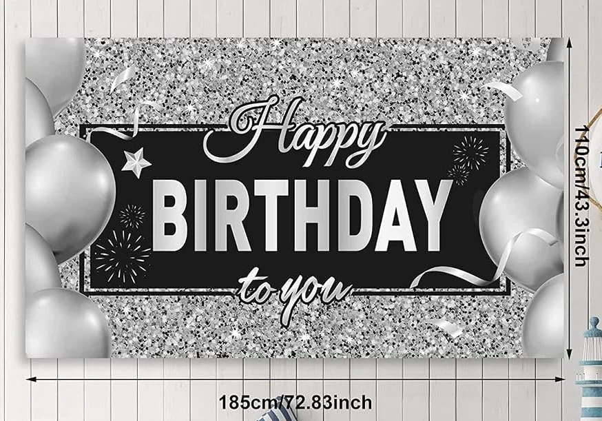 Polyester Happy Birthday Balloon Banner Backdrop