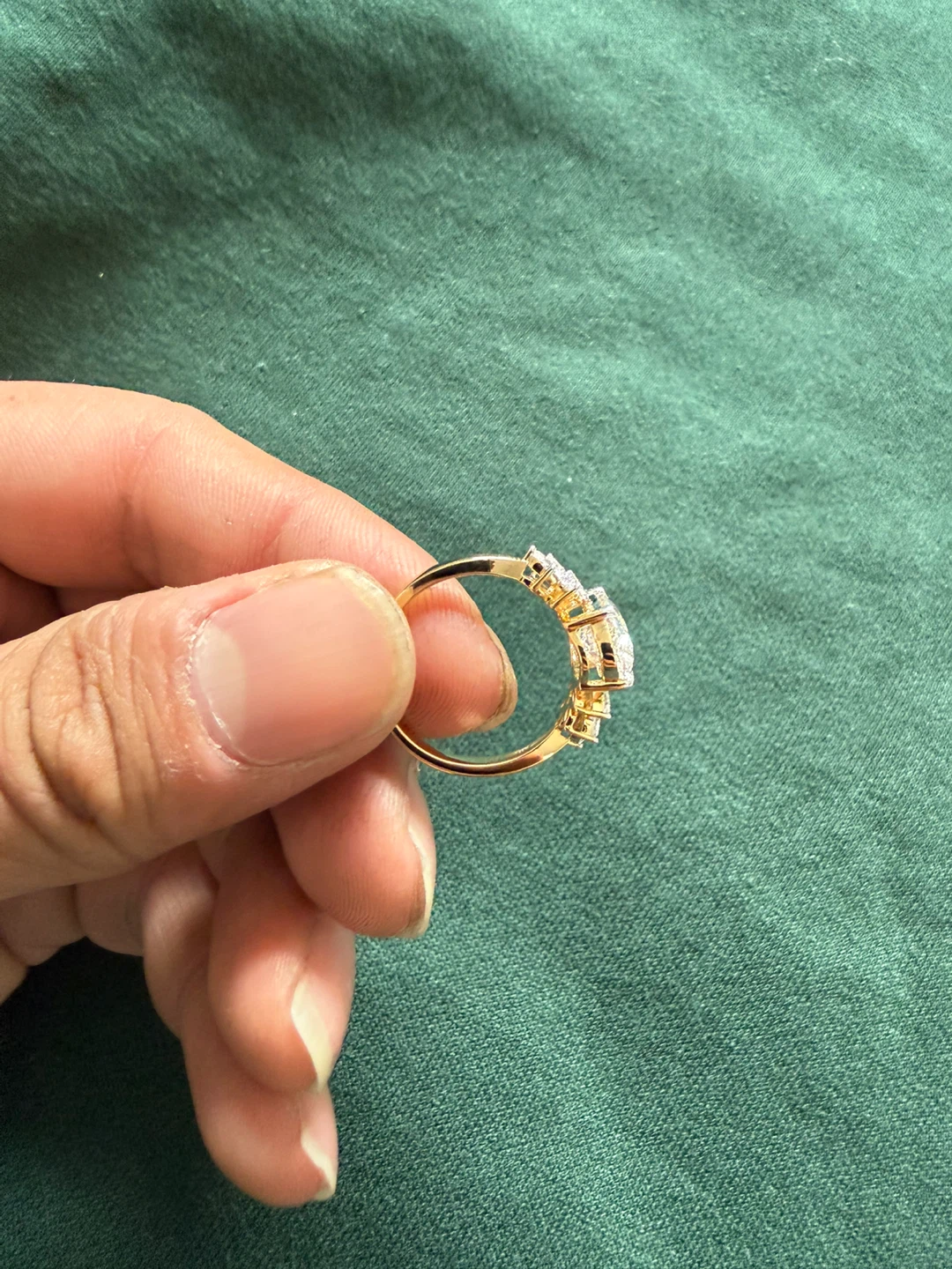 2.89 CT OVAL MARQUISE FLORAL RING IGI CERTIFIED 14KT YELLOW GOLD - photo 2