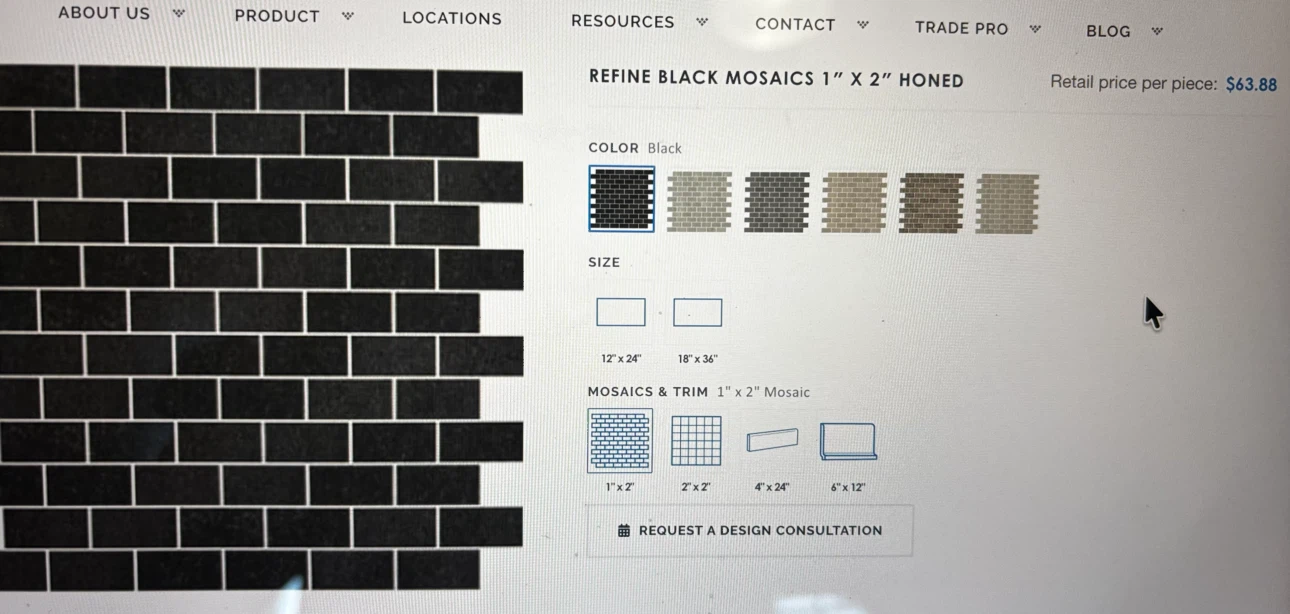 20 SF. Black Honed Mosaic Tile