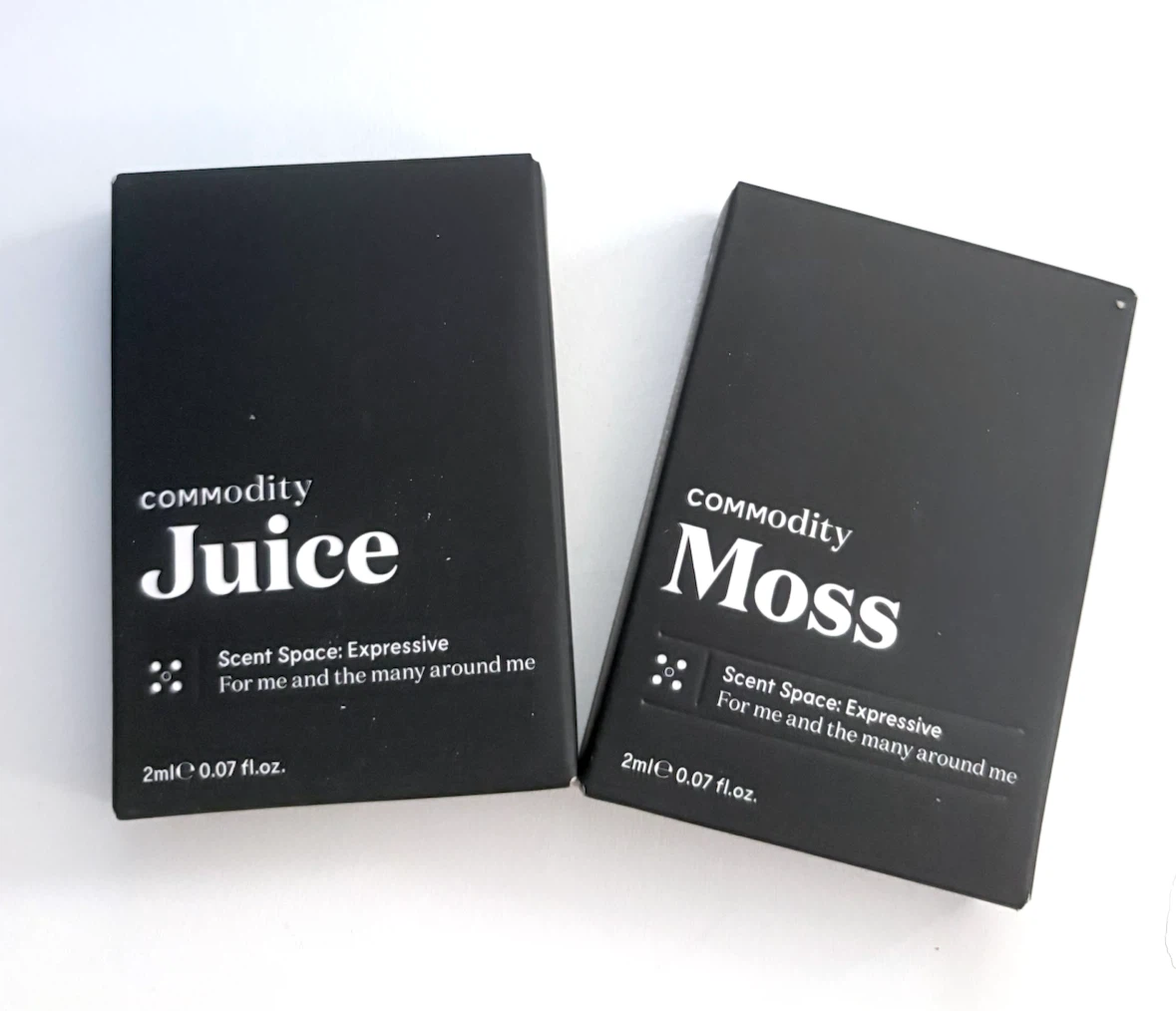Commodity Juice and Moss Perfume Samples